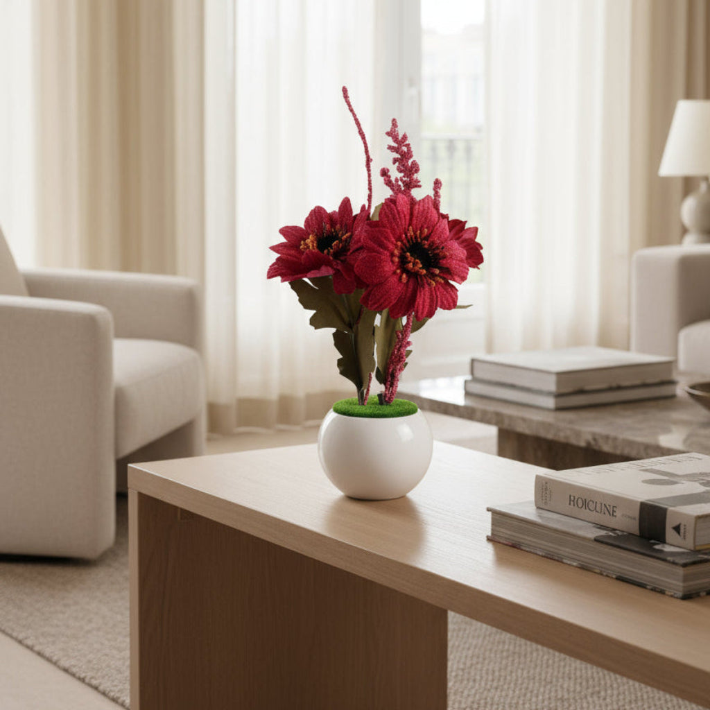 Flower Plant Set with Ceramic Pots β Elegant Artificial Plants for Home & Office DΓ©cor