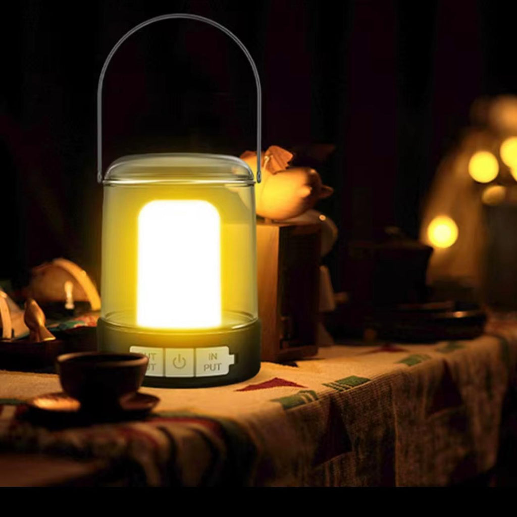مصباح تخييم متعدد الوظائف - مصباح LED قابل لإعادة الشحن عبر USB و3 أوضاع ألوان