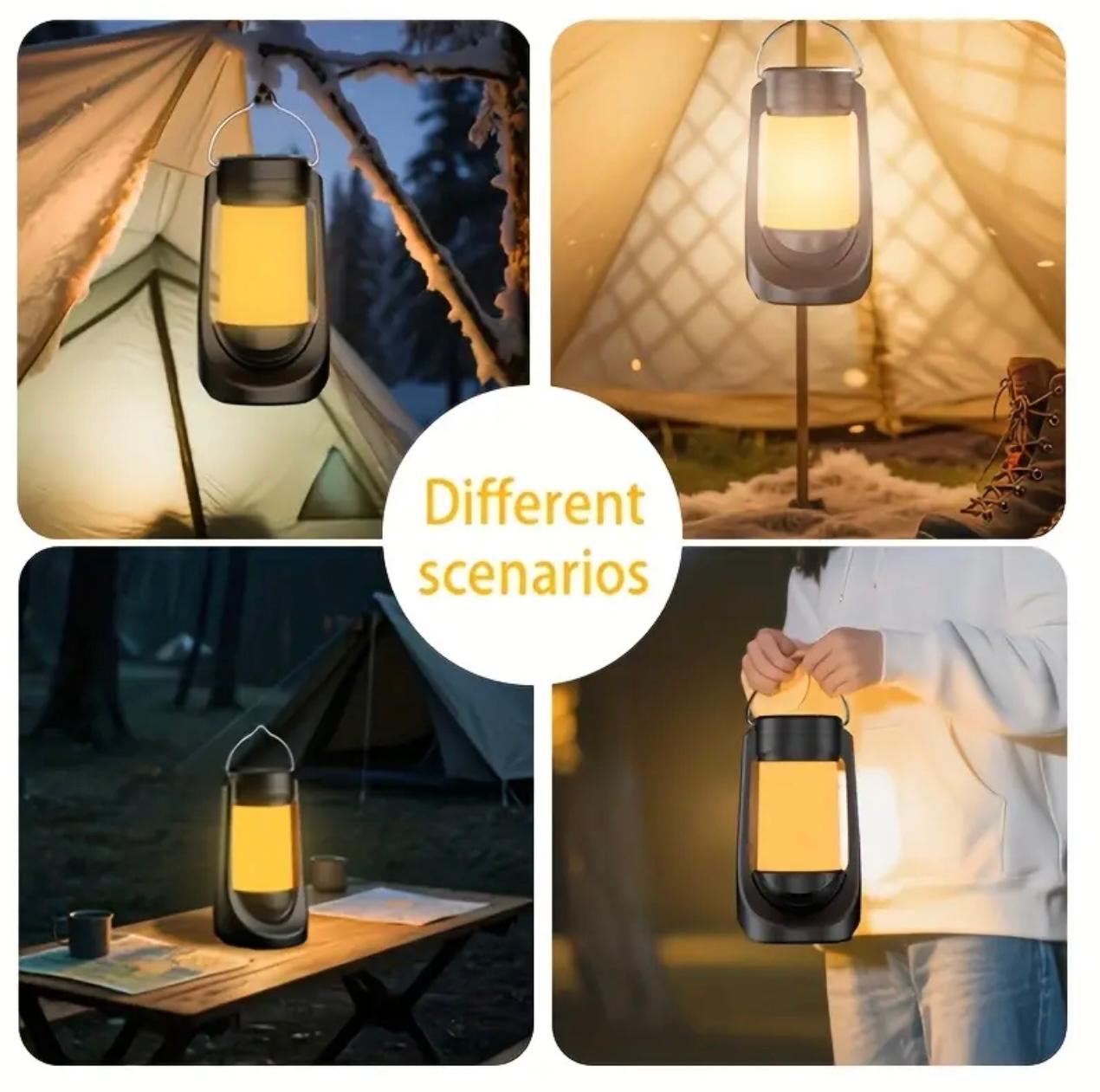 Rechargeable Outdoor Camping Atmosphere Light with Adjustable Flame Effect – 3-Mode LED Lantern