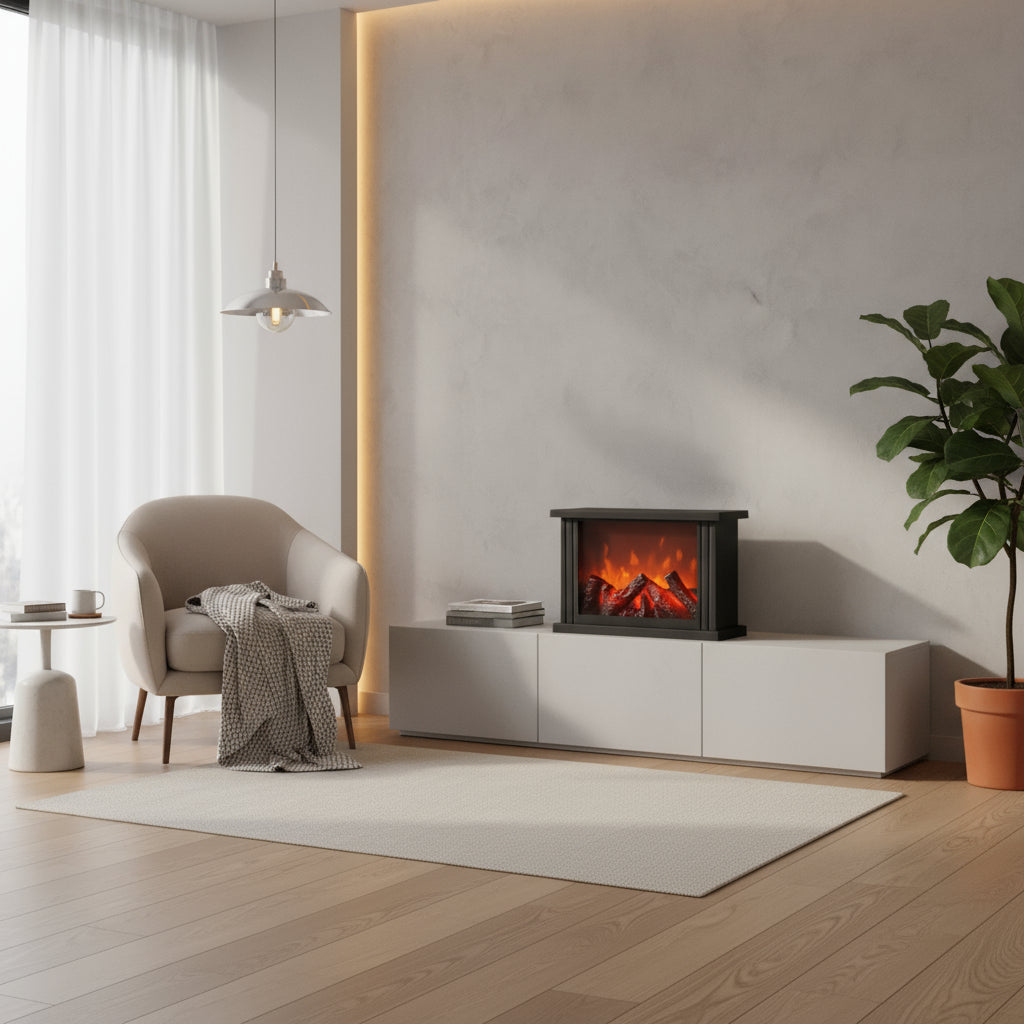 Flameless Electric Fireplace LED Table Lamp β Realistic Tabletop Light for Home Decoration