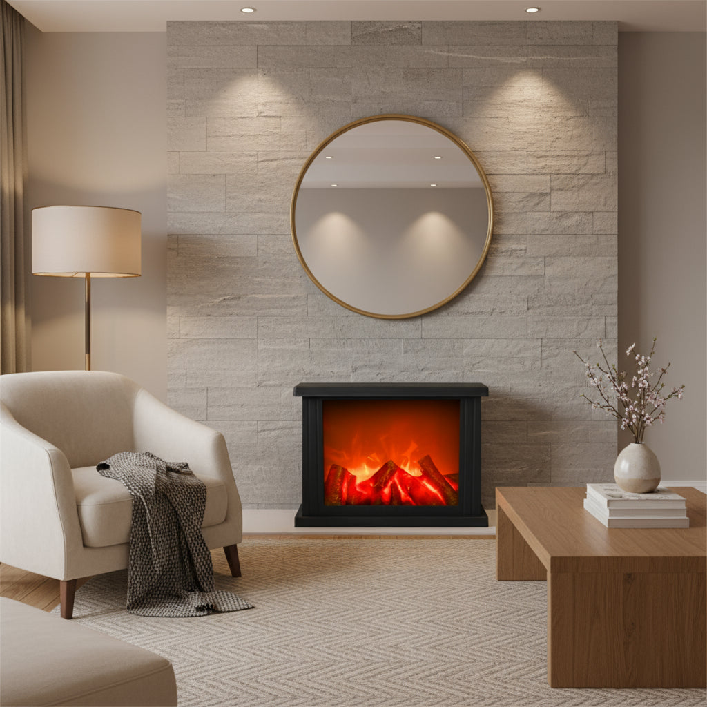 Flameless Electric Fireplace LED Table Lamp β Realistic Tabletop Light for Home Decoration