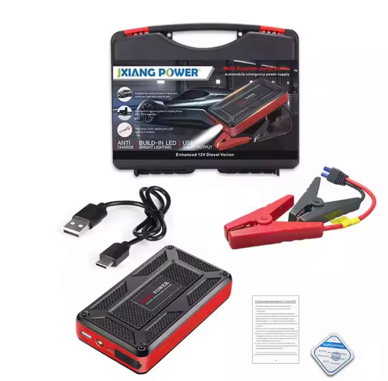 Car Jump Starter & All-in-One Portable Battery Charger – Powerful Emergency Booster Pack