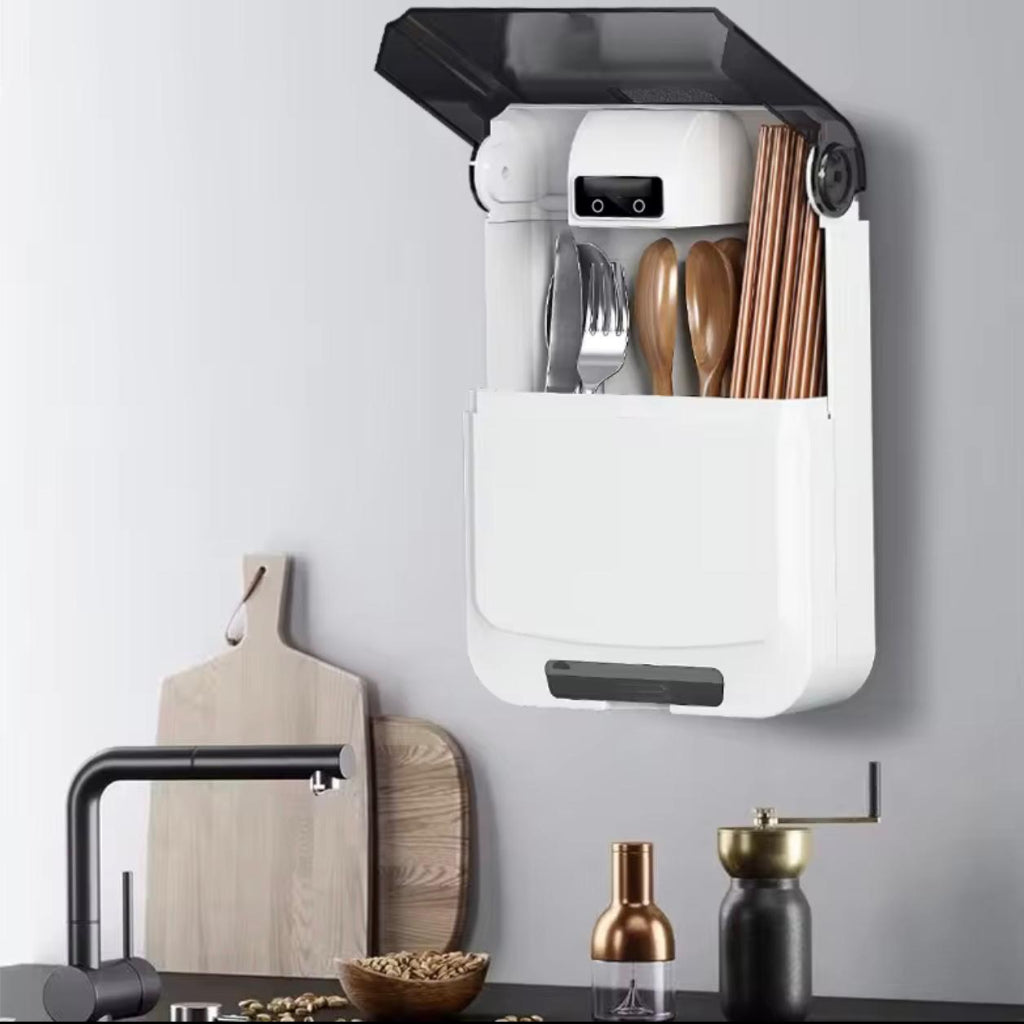 USB-Powered Intelligent Chopsticks Storage & Sterilization Box β Eco-Friendly & Wall-Mounted