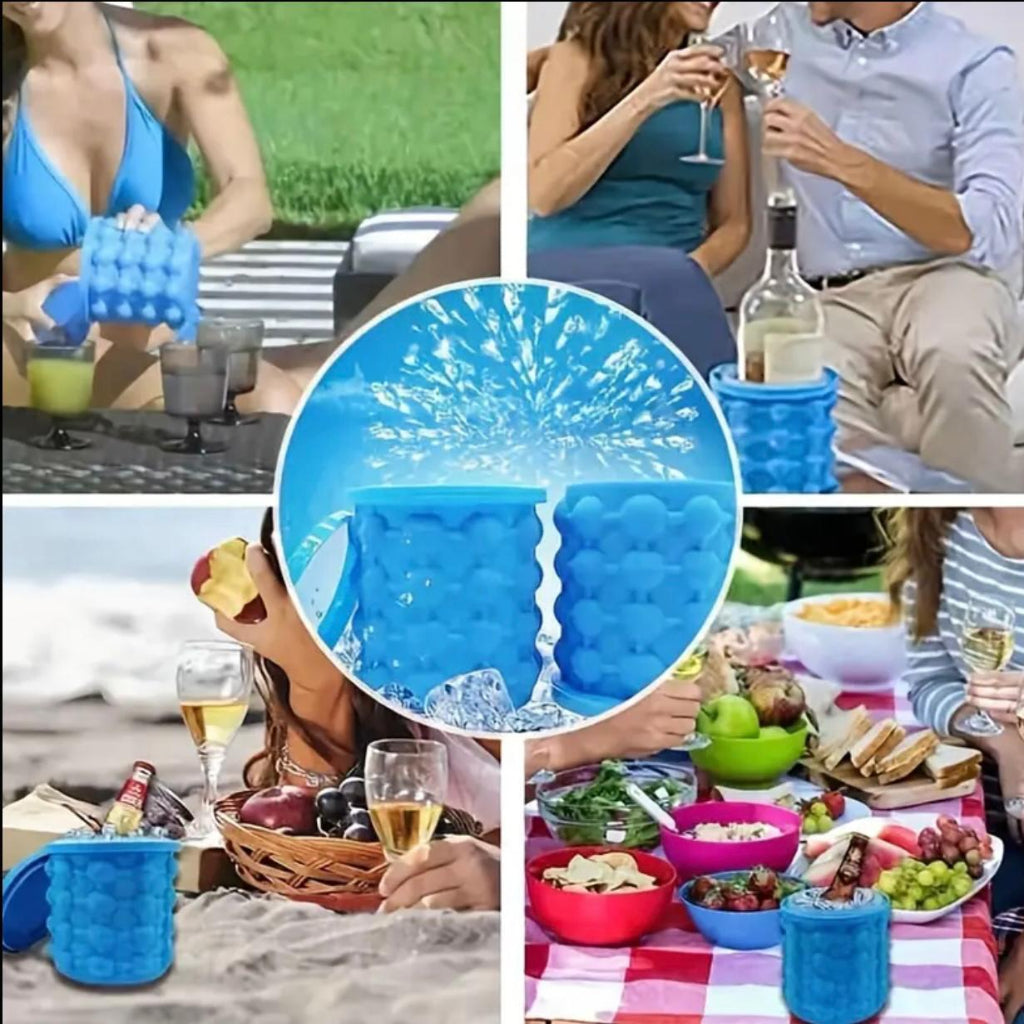 Portable Silicone Ice Bucket Mold with Lid