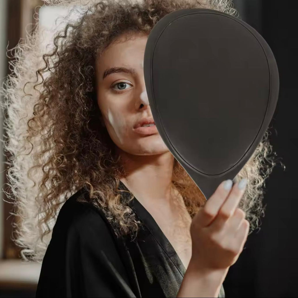Handheld Round Mirror with Stylish ABS Handle