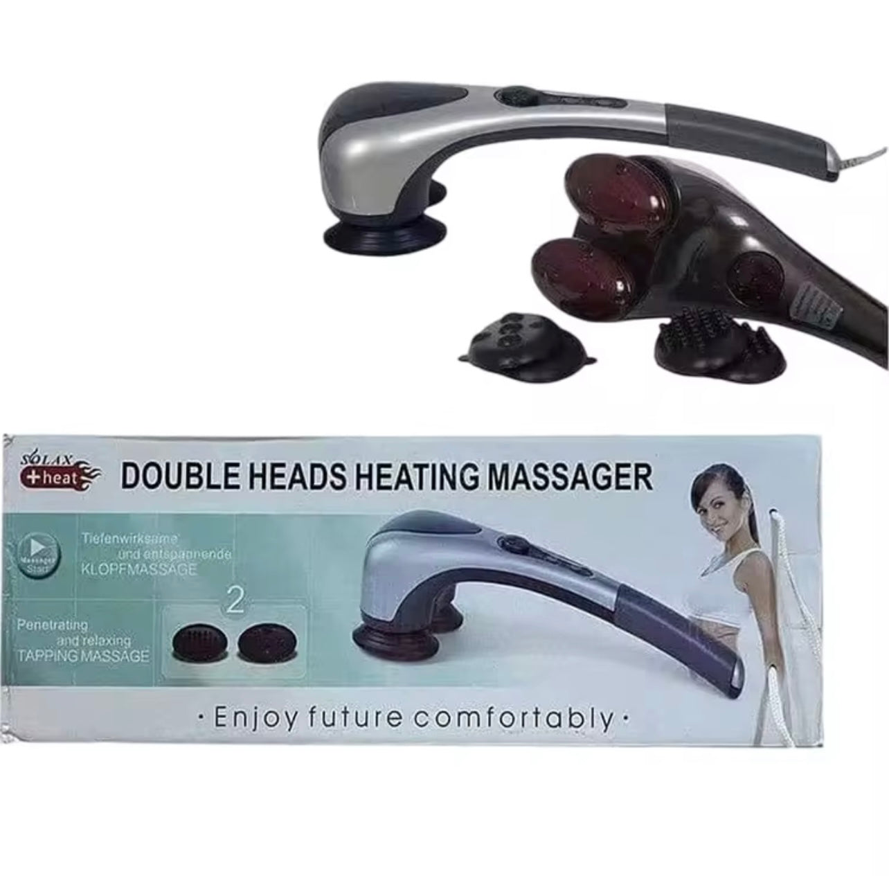 مطرقة تدليك محمولة باليد للعلاج الطبيعي بالأشعة تحت الحمراء برأس مزدوج - ضغط ساخن واهتزاز قوي