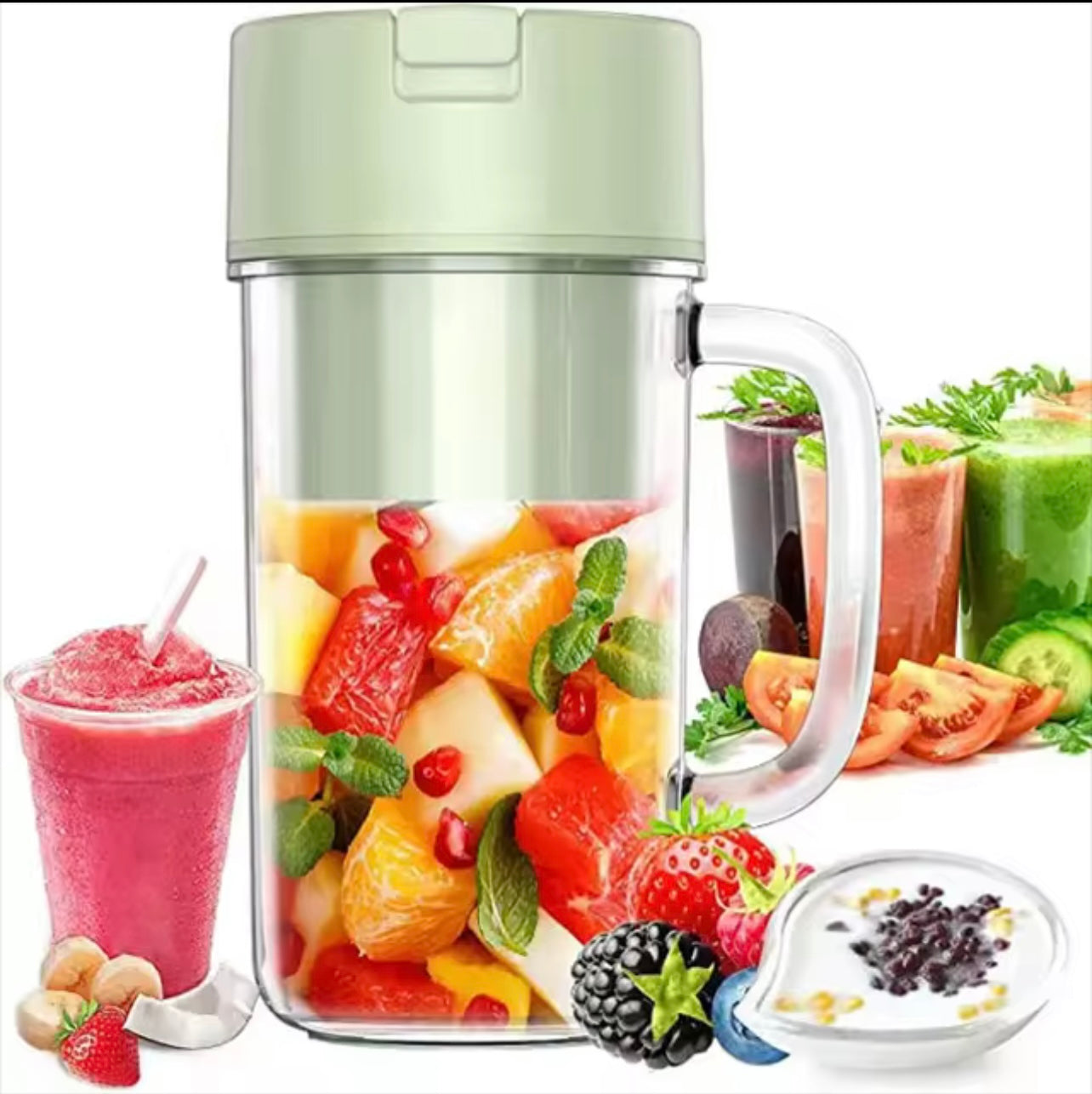 Portable Electric Juicer Blender with USB Rechargeable Leak-Proof Cup – Smoothies & Ice Maker with Straw