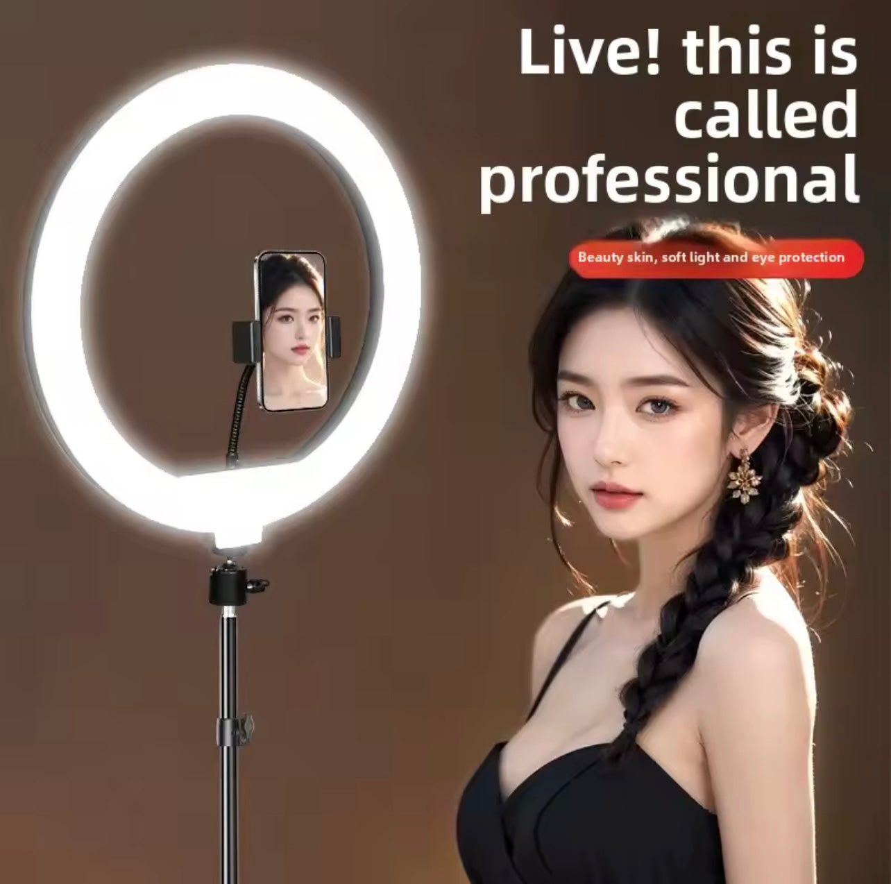 Selfie Ring Fill Light with Tripod – Mobile Circular Lamp for Video, Photo, Makeup & Live Streaming