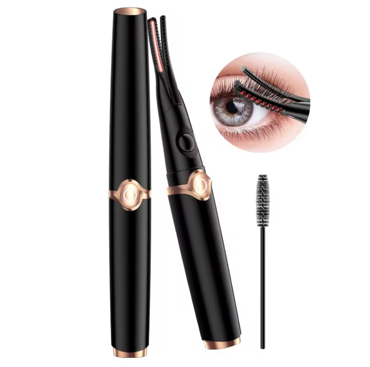 Electric Heated Eyelash Curler – USB Rechargeable with 3 Heat Settings & Dual-Purpose Brush Head