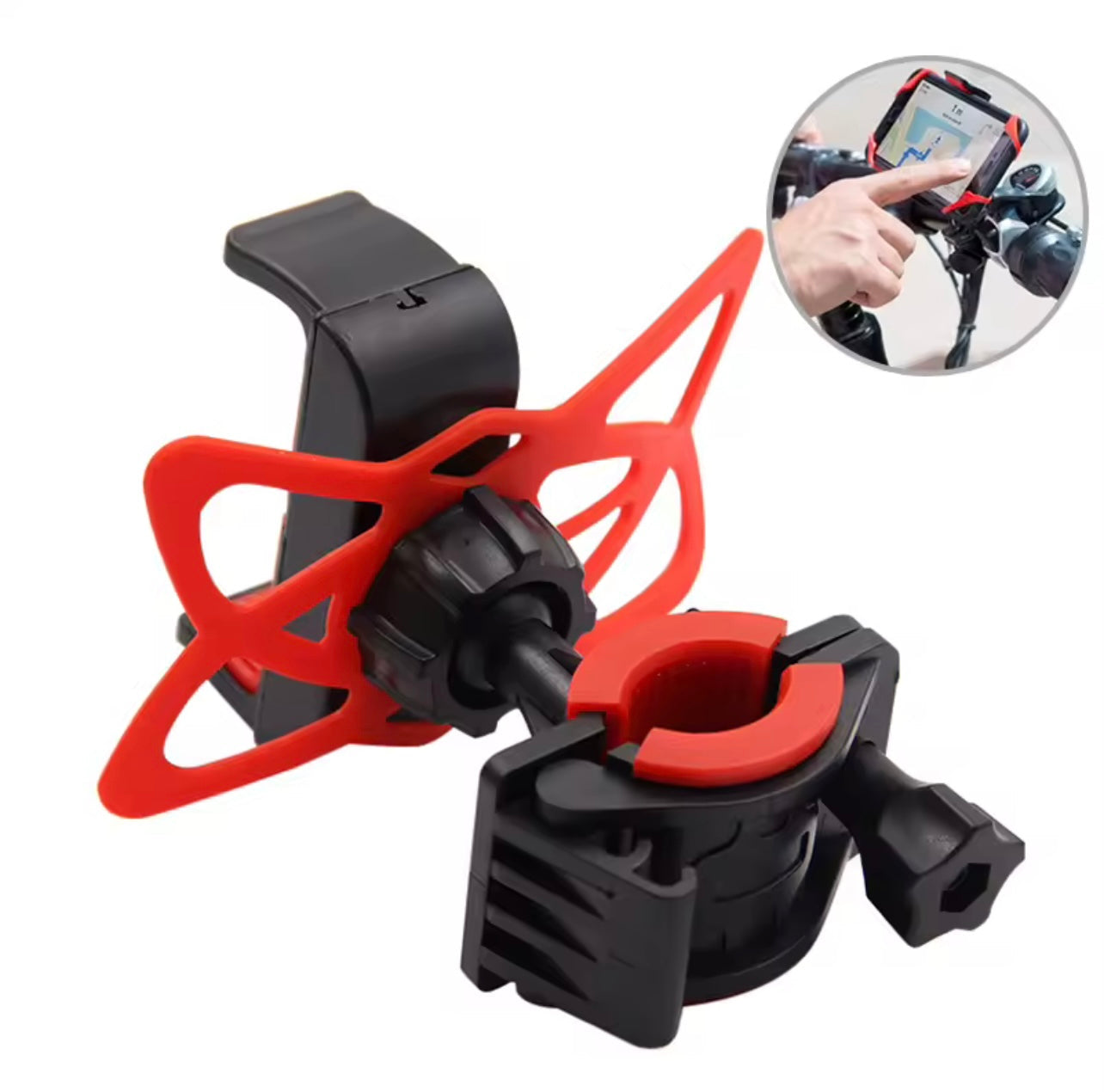 Red ABS U-Bolt Mounted Bike Phone Holder – Shock Absorbing & Durable