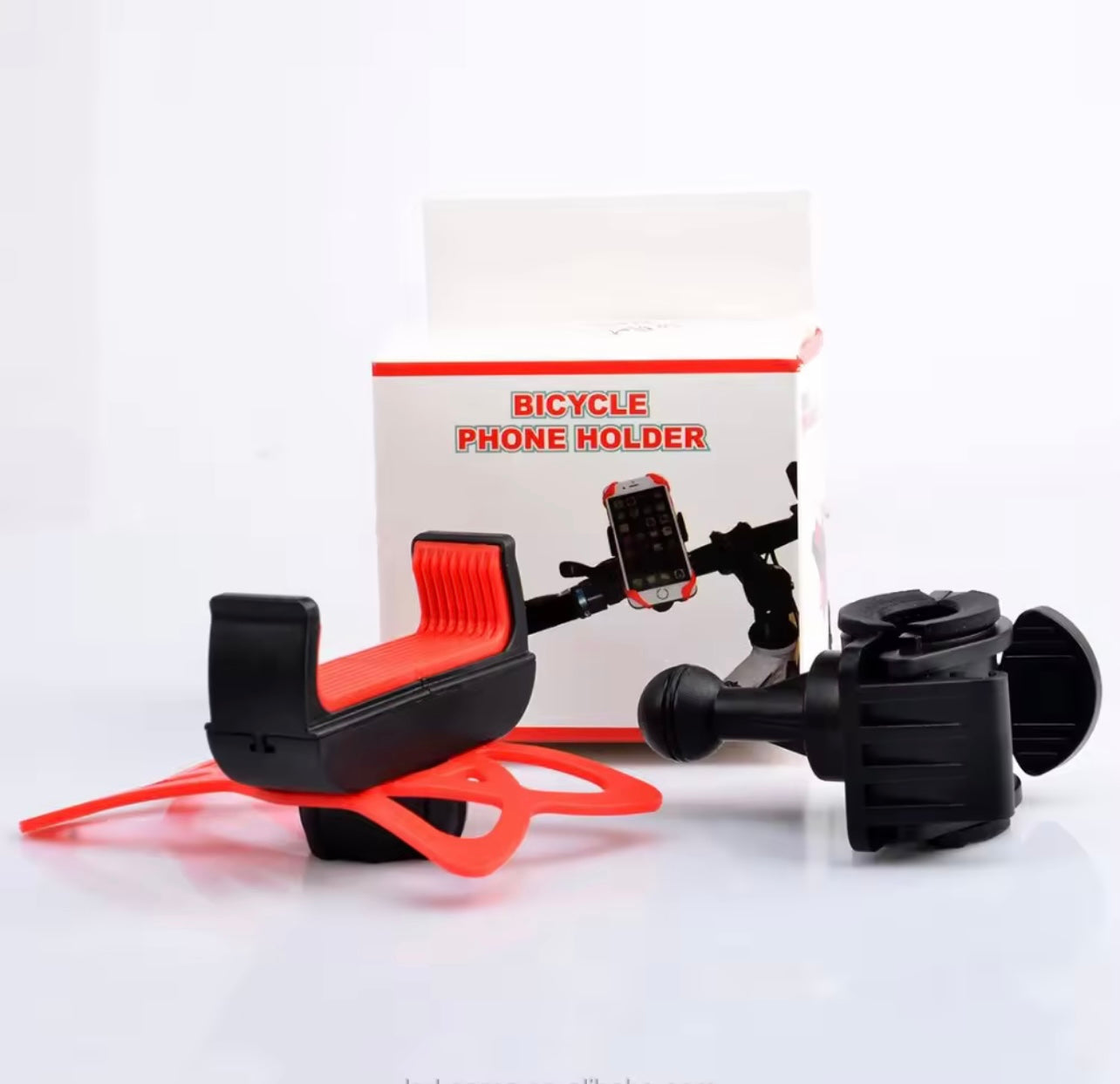 Red ABS U-Bolt Mounted Bike Phone Holder β Shock Absorbing & Durable