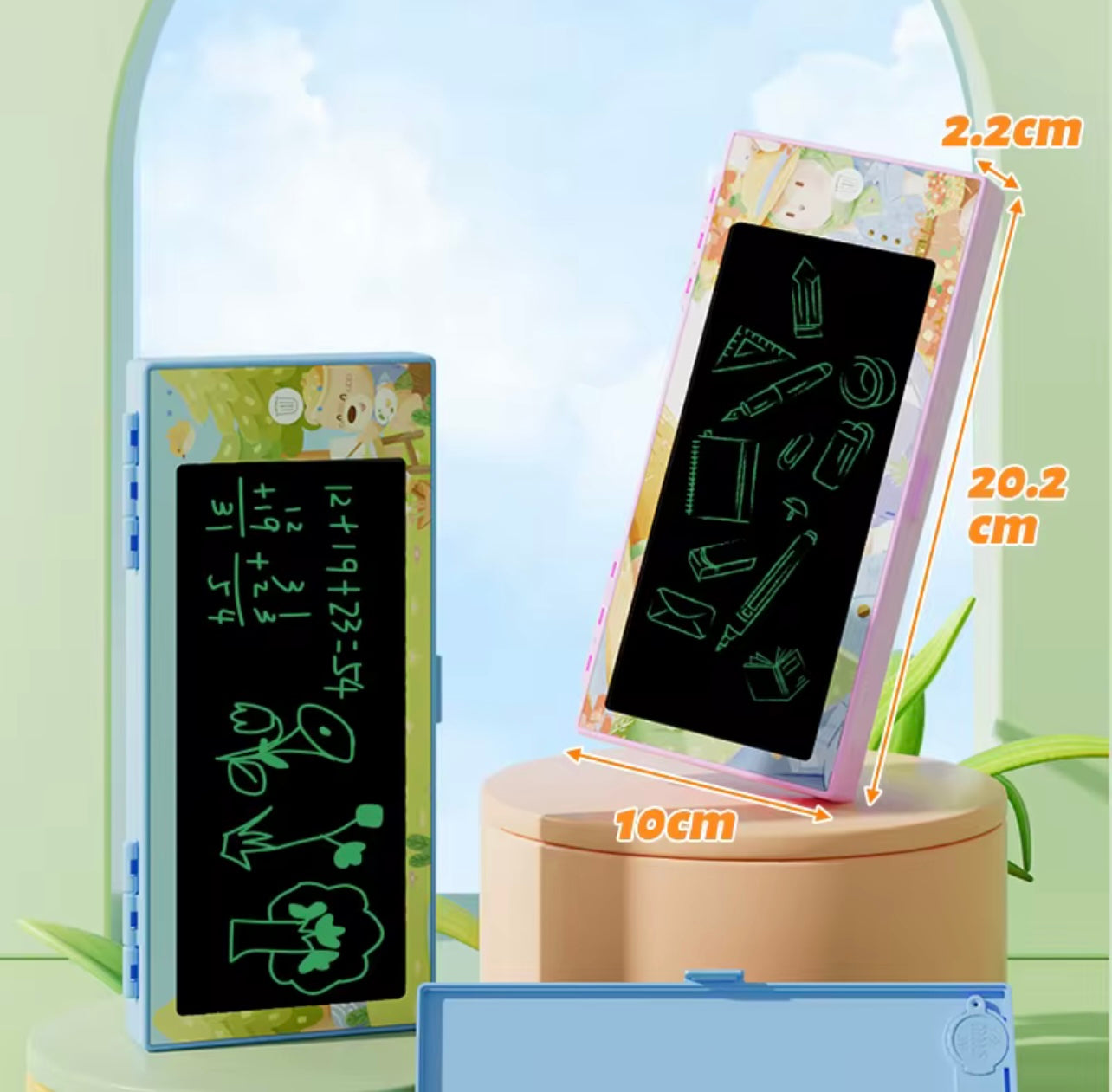 Customized Pen Storage Box – Cute Cartoon Stationery Organizer with 7-Inch LED Drawing Board