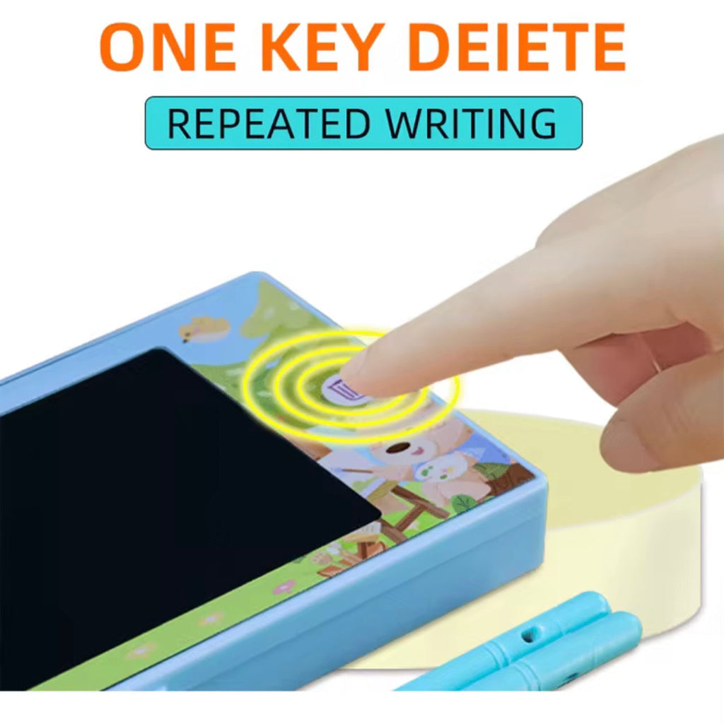 صندوق تخزين القلم المخصص - منظم قرطاسية كرتوني لطيف مع لوحة رسم LED مقاس 7 بوصة