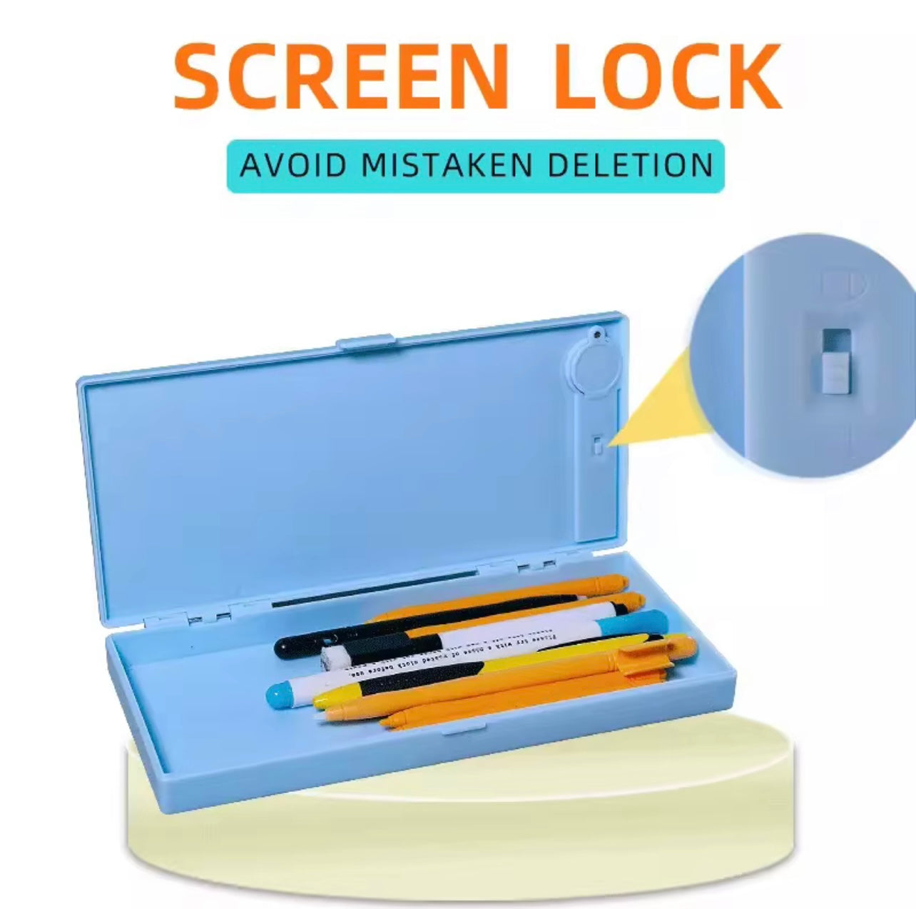صندوق تخزين القلم المخصص - منظم قرطاسية كرتوني لطيف مع لوحة رسم LED مقاس 7 بوصة