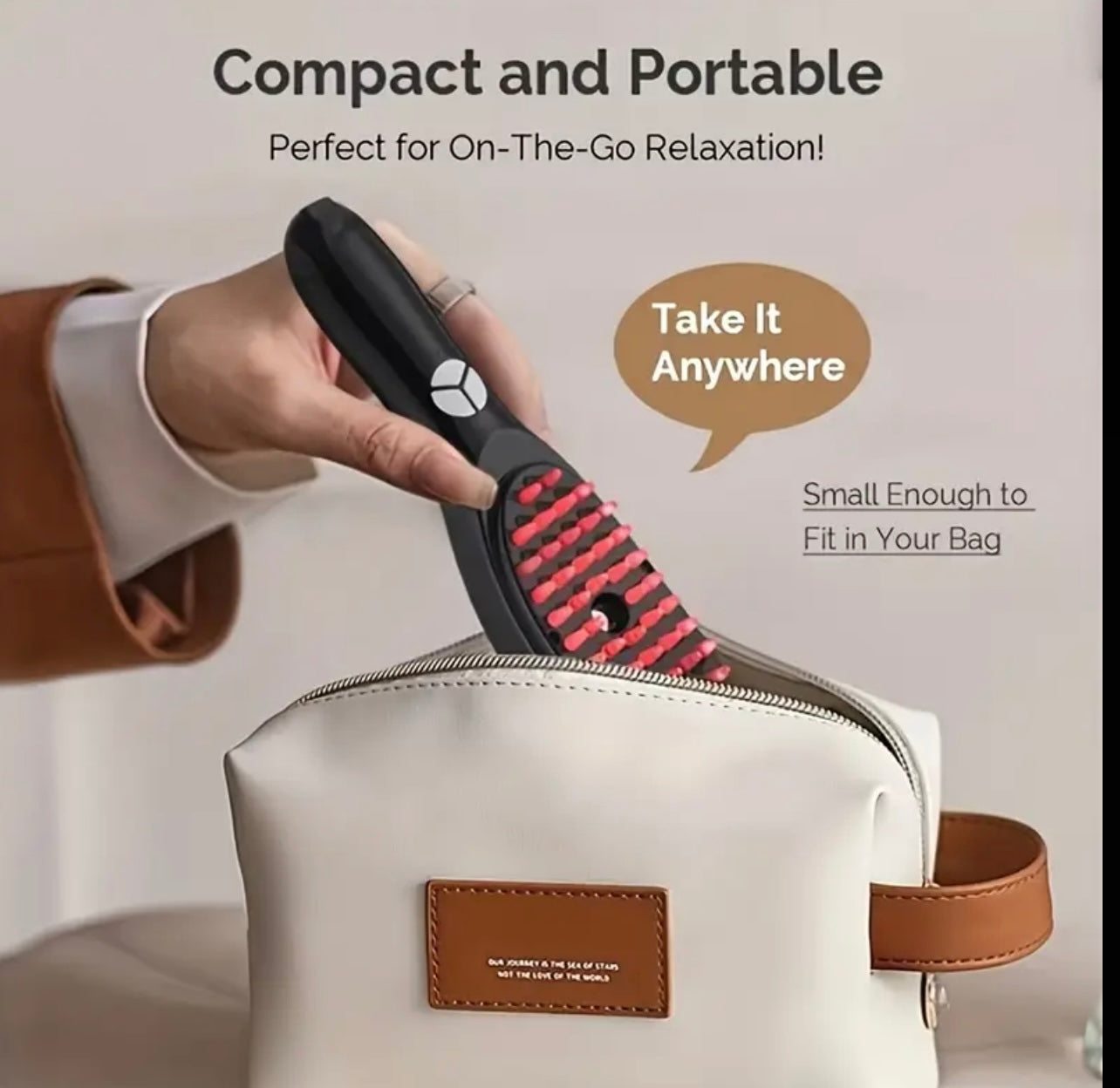 مشط تدليك الشعر الكهربائي القابل لإعادة الشحن عبر USB - فرشاة الاهتزاز والأيونات السالبة لفروة الرأس