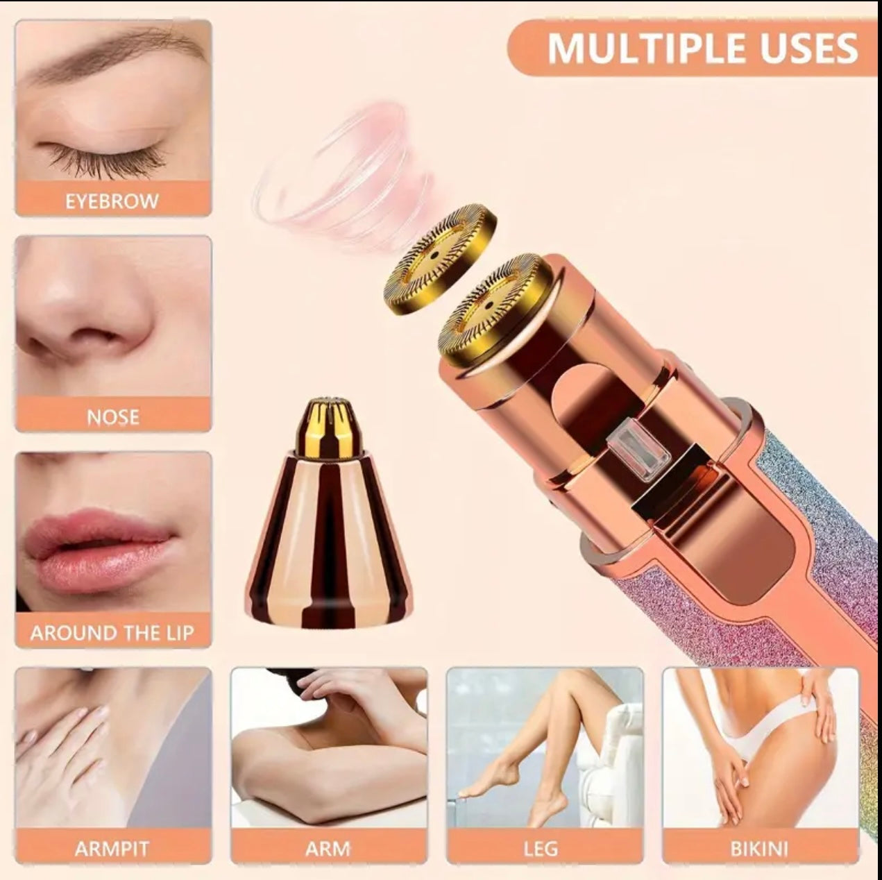 إزالة شعر الوجه للنساء ، 2 في 1 في 1 مزيل الشعر الحاجب الكهربائي ، جهاز epilator غير مؤلم