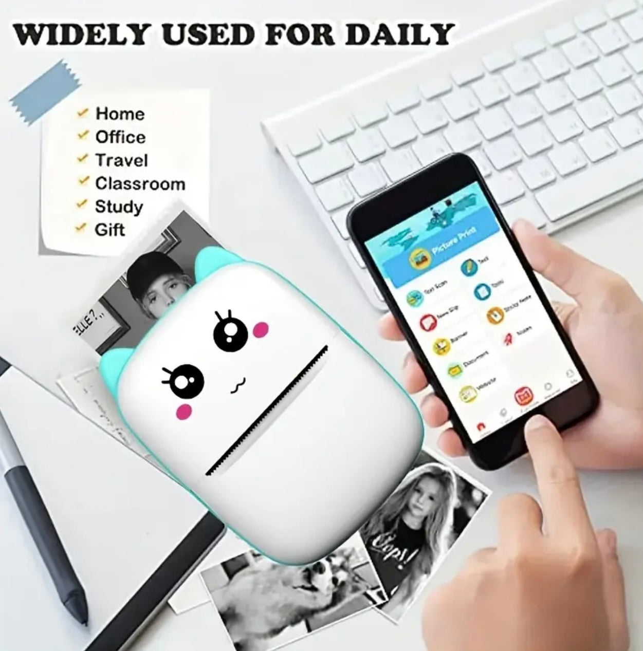 Portable Mini Photo Printer – USB Rechargeable Wireless Thermal Printer for iOS & Android