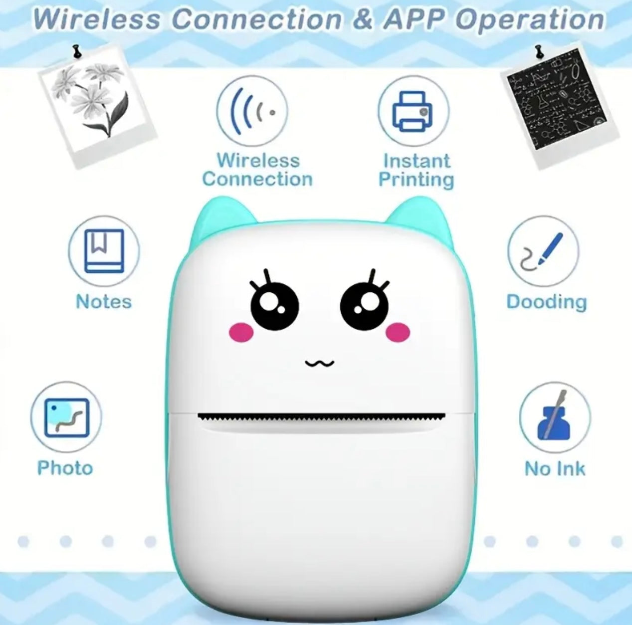 Portable Mini Photo Printer – USB Rechargeable Wireless Thermal Printer for iOS & Android