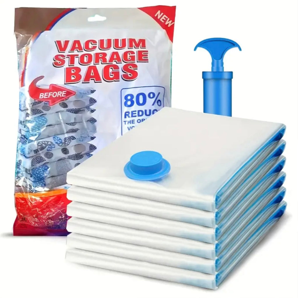 5-Piece Vacuum Compression Bag Set with Hand Pump β Space-Saving Storage Solution