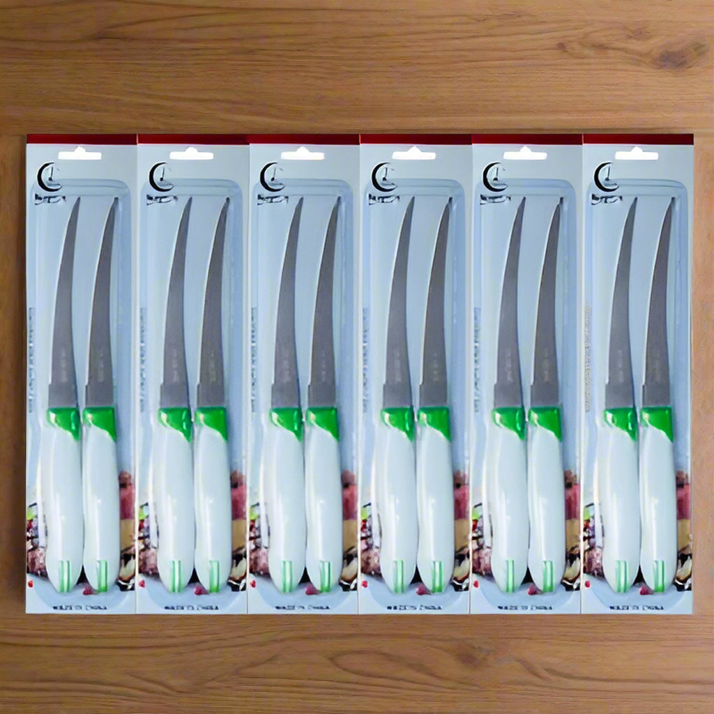 2pcs Premium Stainless Steel Tomato & Snack Knives Set – Sharp Serrated Edge for Effortless Cutting