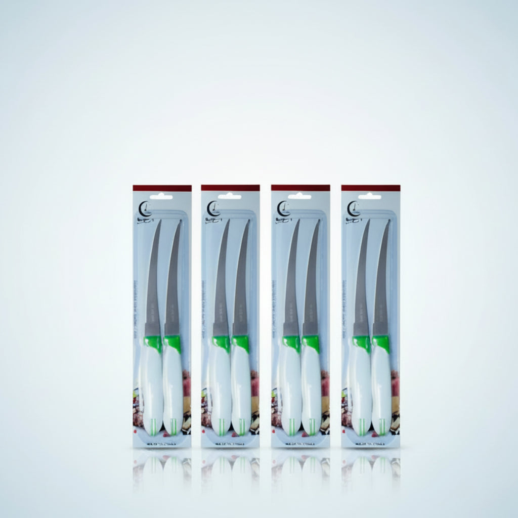 2pcs Premium Stainless Steel Tomato & Snack Knives Set – Sharp Serrated Edge for Effortless Cutting