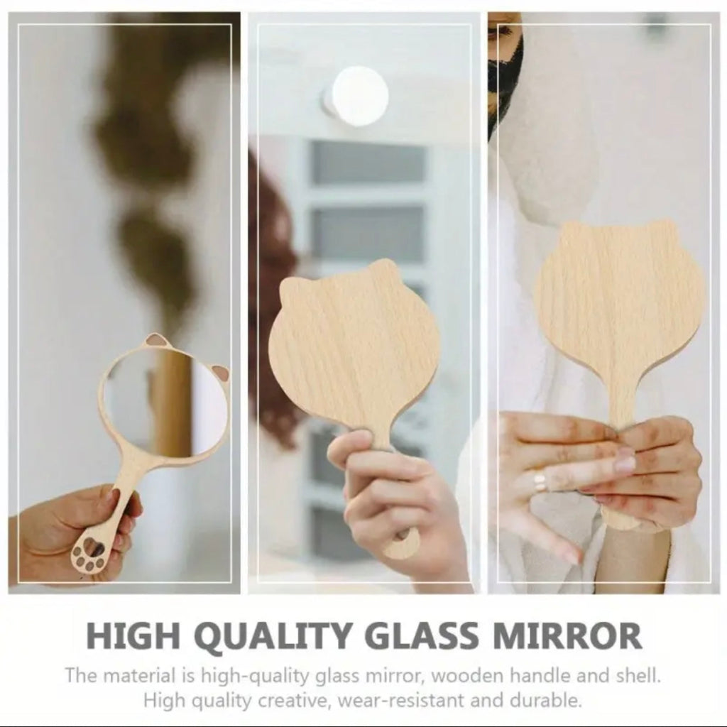 Cute Cat-Shaped Handheld Makeup Mirror – Portable & Girly Design