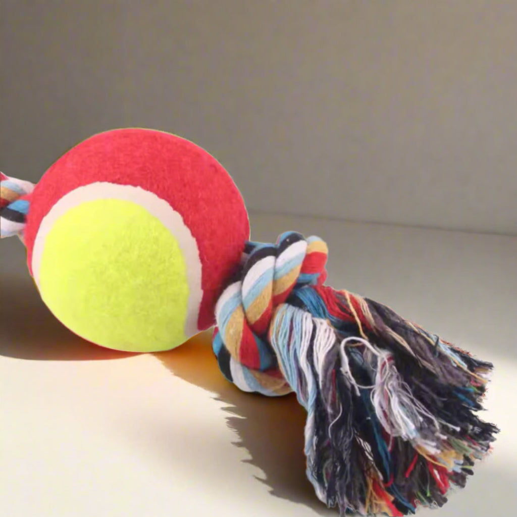 Durable woven rope dog chew toy - Dog Training and playing ball, with a variety of colors,texture grip handle..