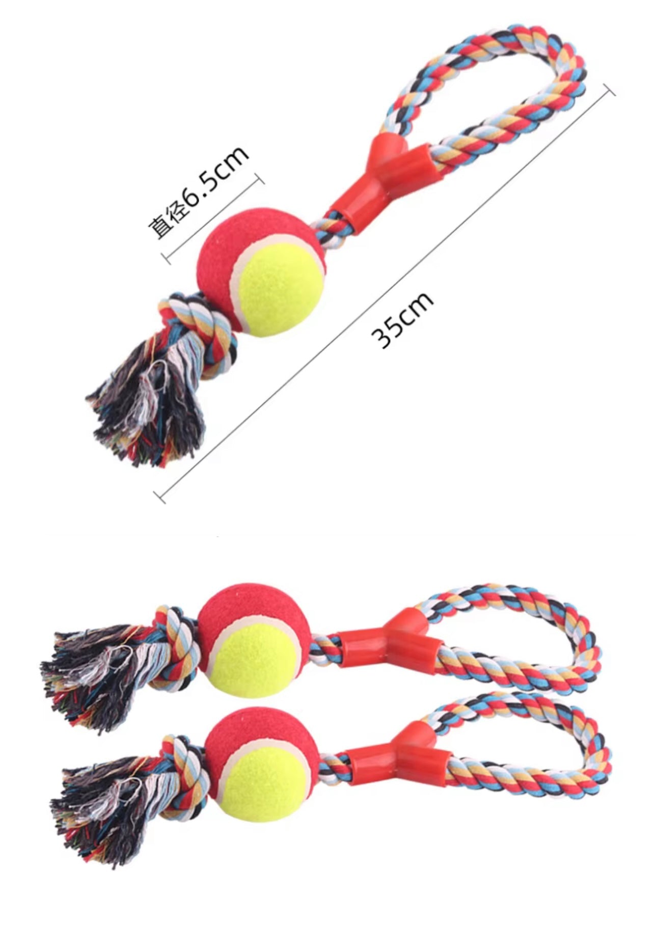 Durable woven rope dog chew toy - Dog Training and playing ball, with a variety of colors,texture grip handle..