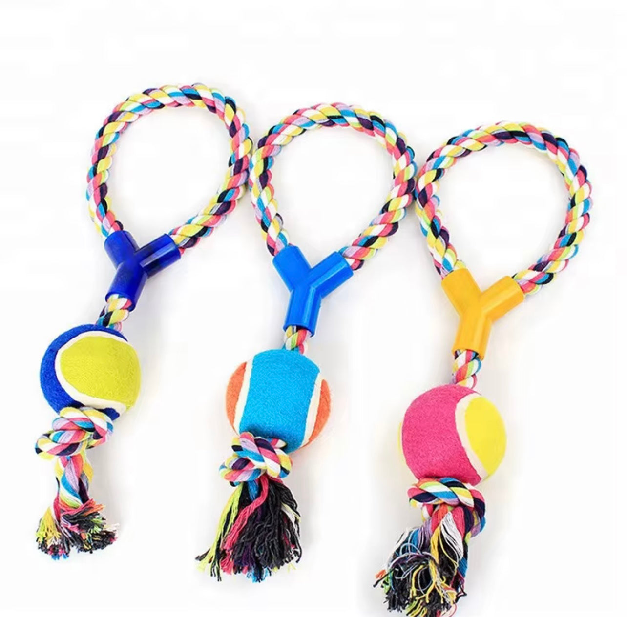Durable woven rope dog chew toy - Dog Training and playing ball, with a variety of colors,texture grip handle..