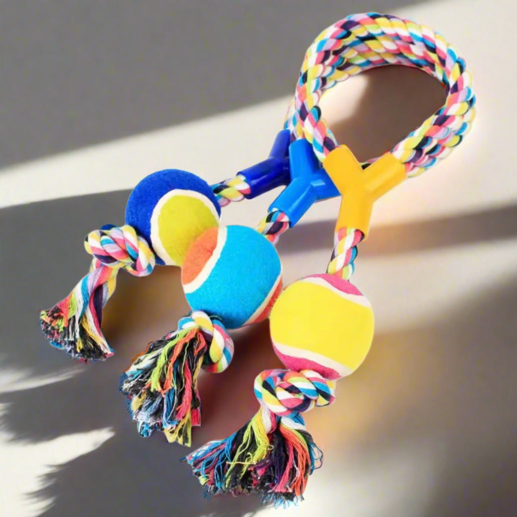 Durable woven rope dog chew toy - Dog Training and playing ball, with a variety of colors,texture grip handle..