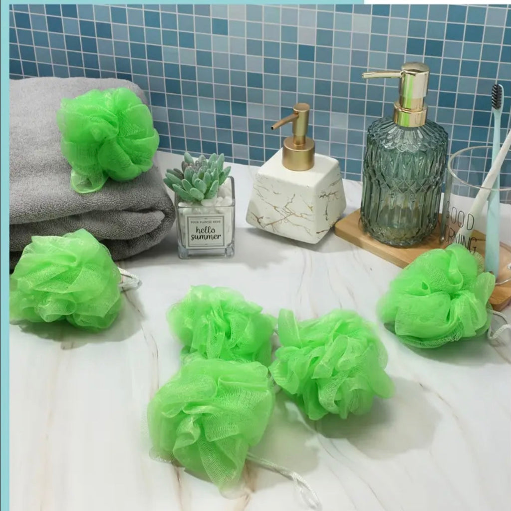 4 قطع ليفة بألوان عشوائية - إسفنجات استحمام مقشرة للرجال والنساء