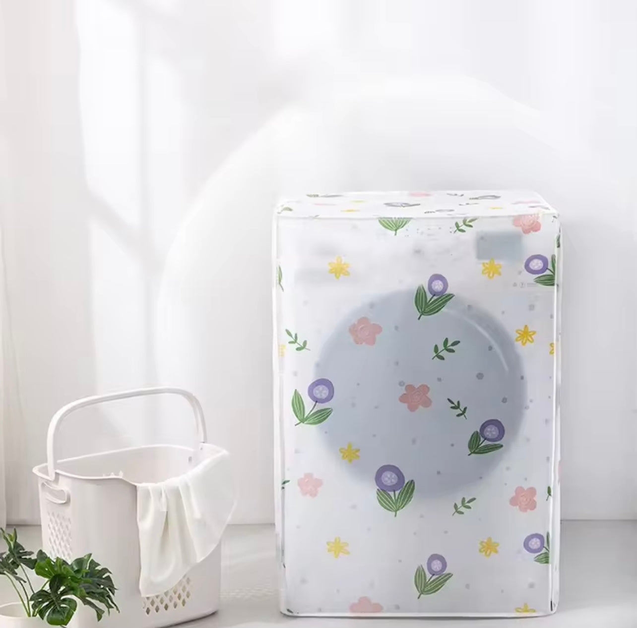 Waterproof PE Drum Washing Machine Cover – Front Load Dustproof Protector (Random Print)