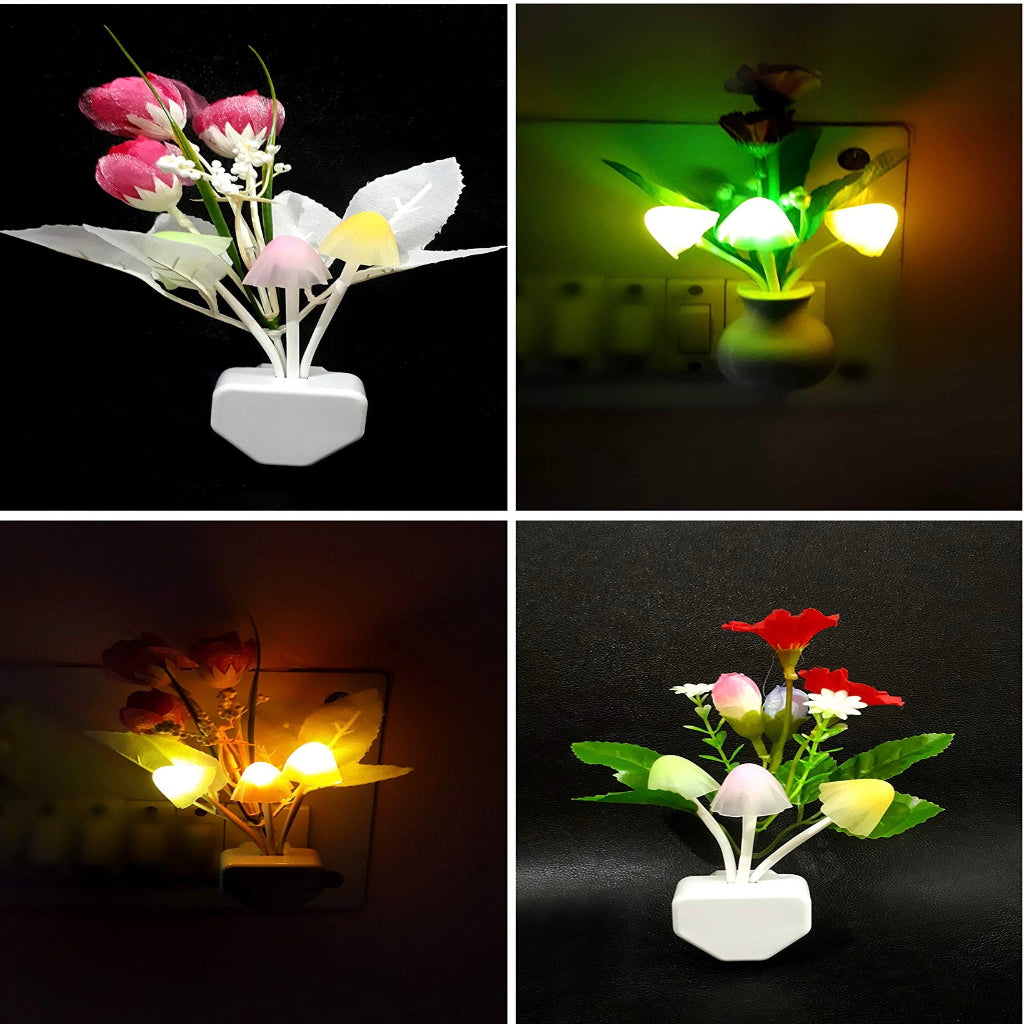 ضوء ليلي بمستشعر LED - ضوء ليلي من السيليكون على شكل زهرة ملونة