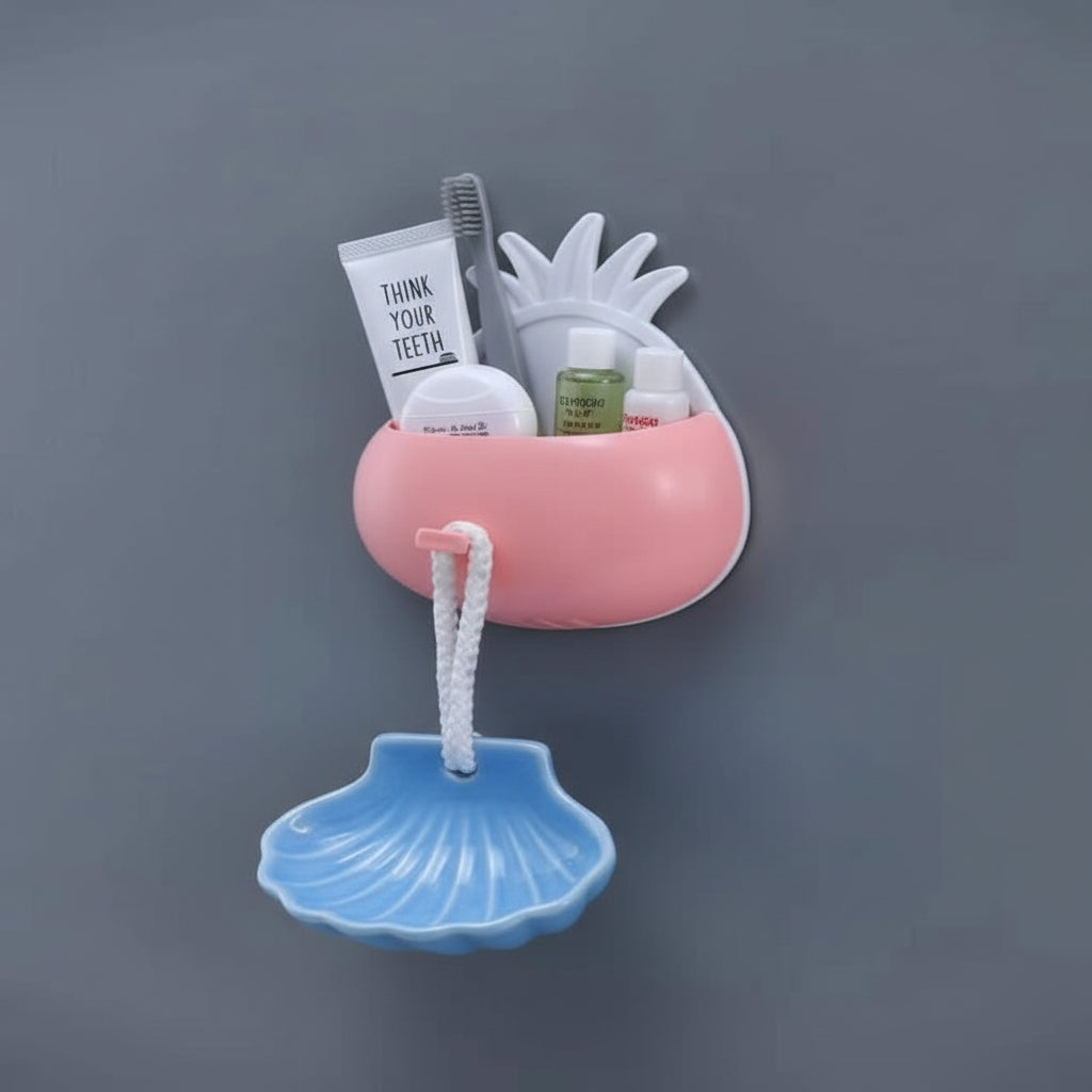 Wall-Mounted Bathroom Organizer โ No-Drill Toothpaste & Comb Holder