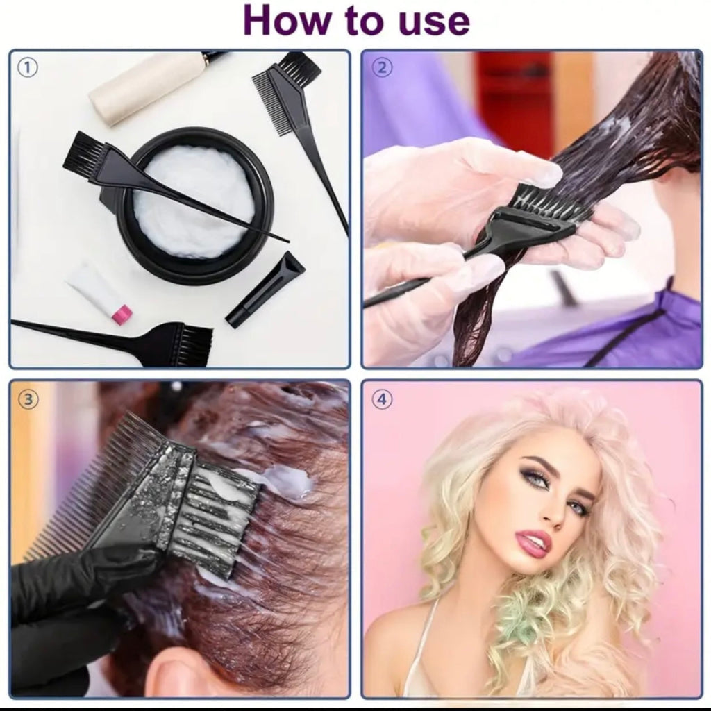 مجموعة فرش صبغ الشعر الاحترافية - 3 قطع للصالون والاستخدام المنزلي