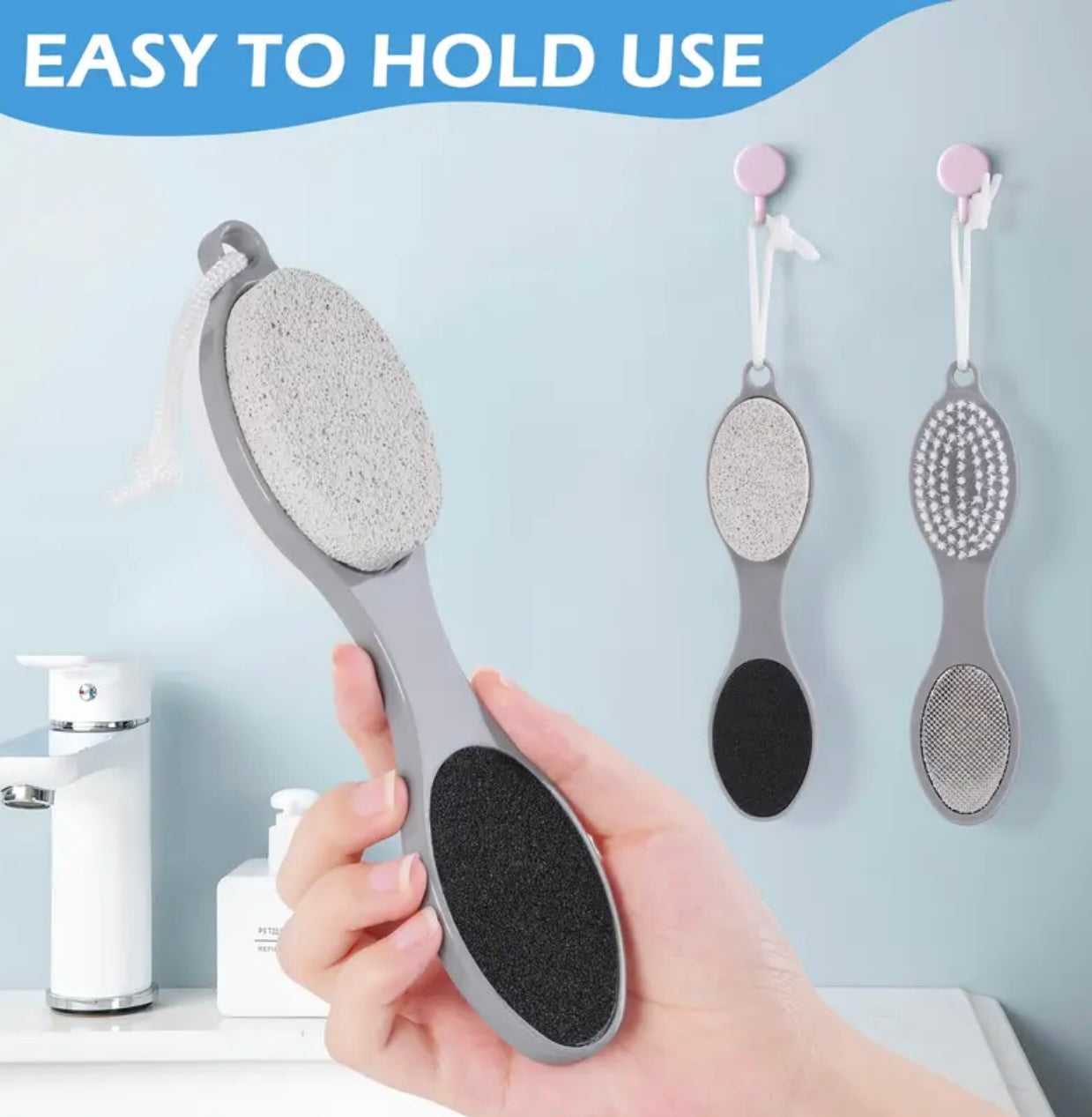 4-in-1 Foot Care Brush – Pumice, Sandpaper & Toenail Grooming Tool