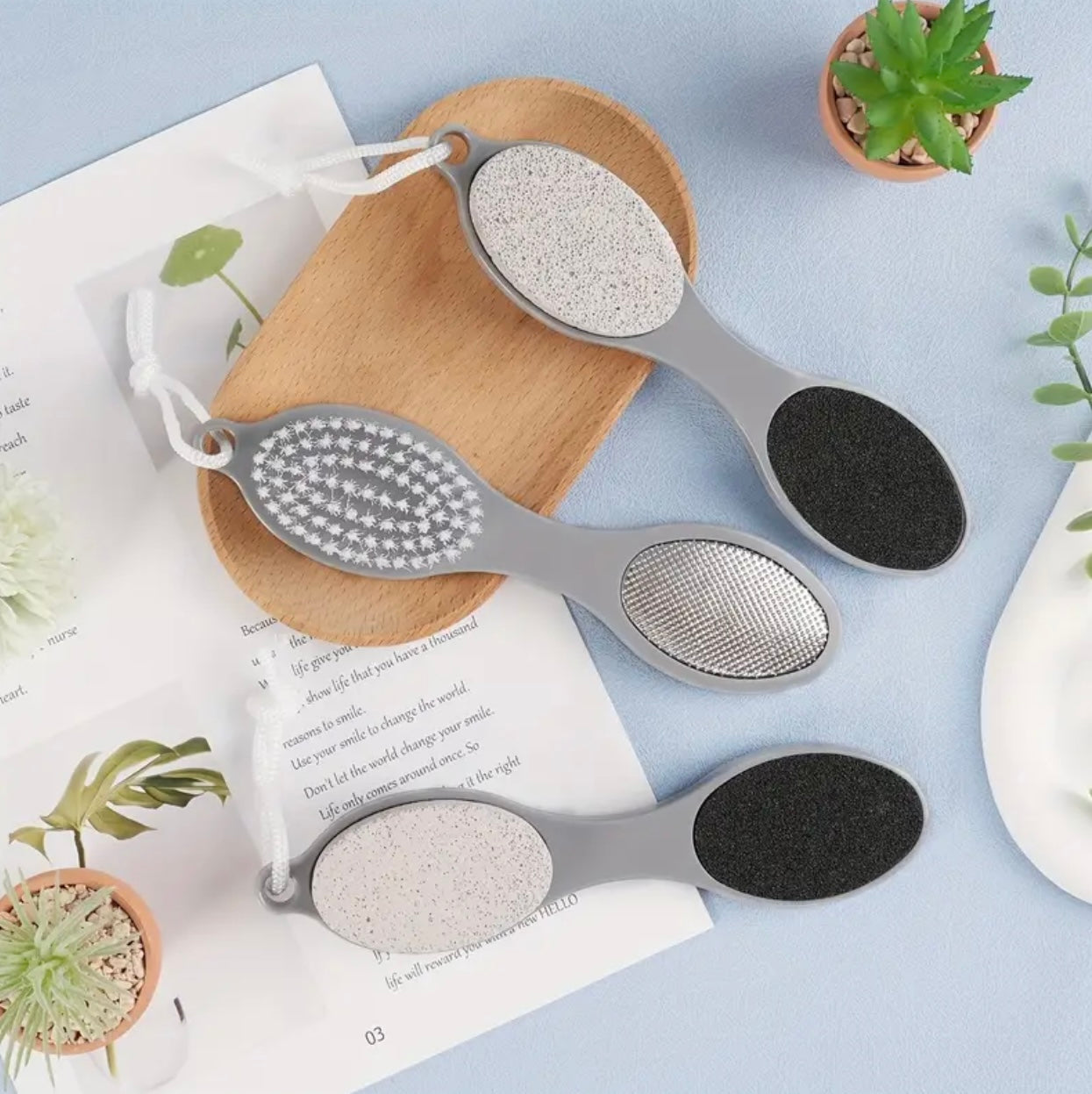 4-in-1 Foot Care Brush – Pumice, Sandpaper & Toenail Grooming Tool