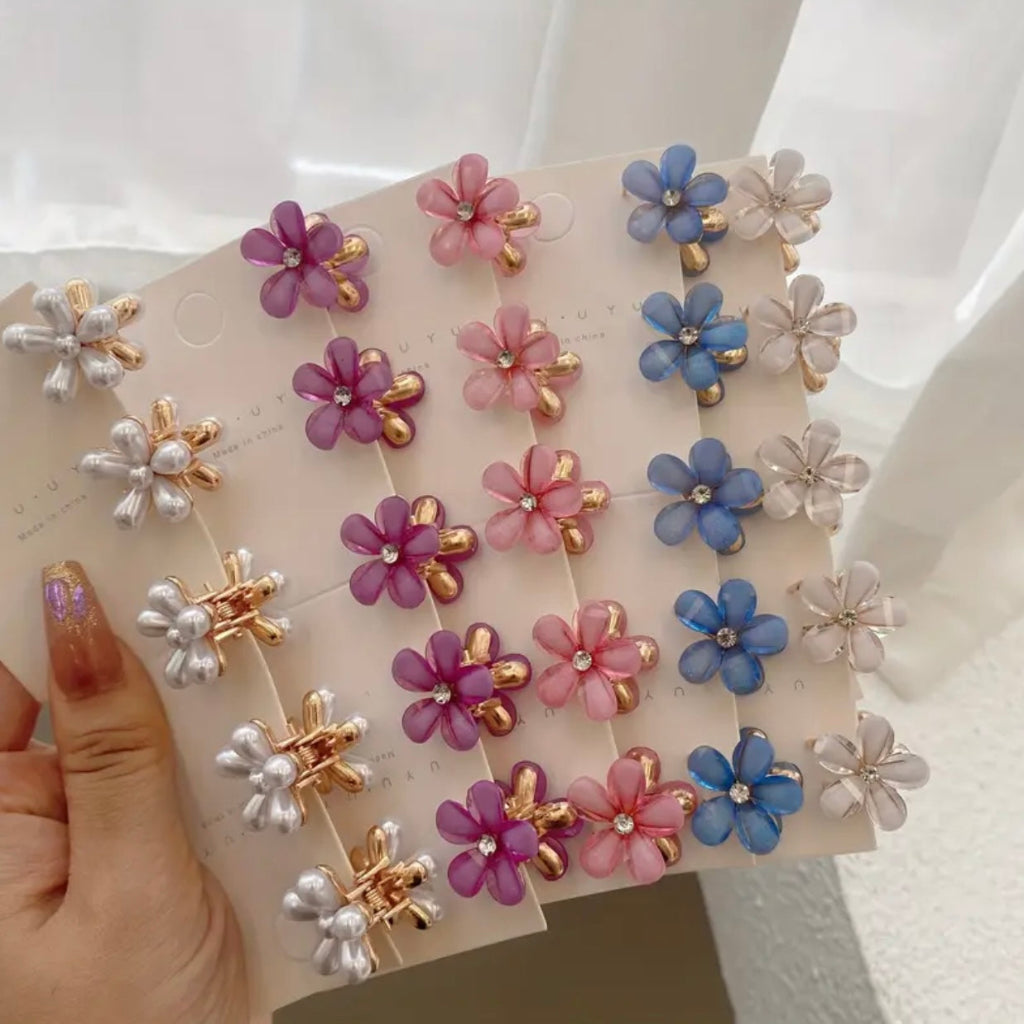 12pcs/set Sparkling Princess Head Clip with Faux Pearls and Crystals - Perfect for Flower Crowns and Bangs