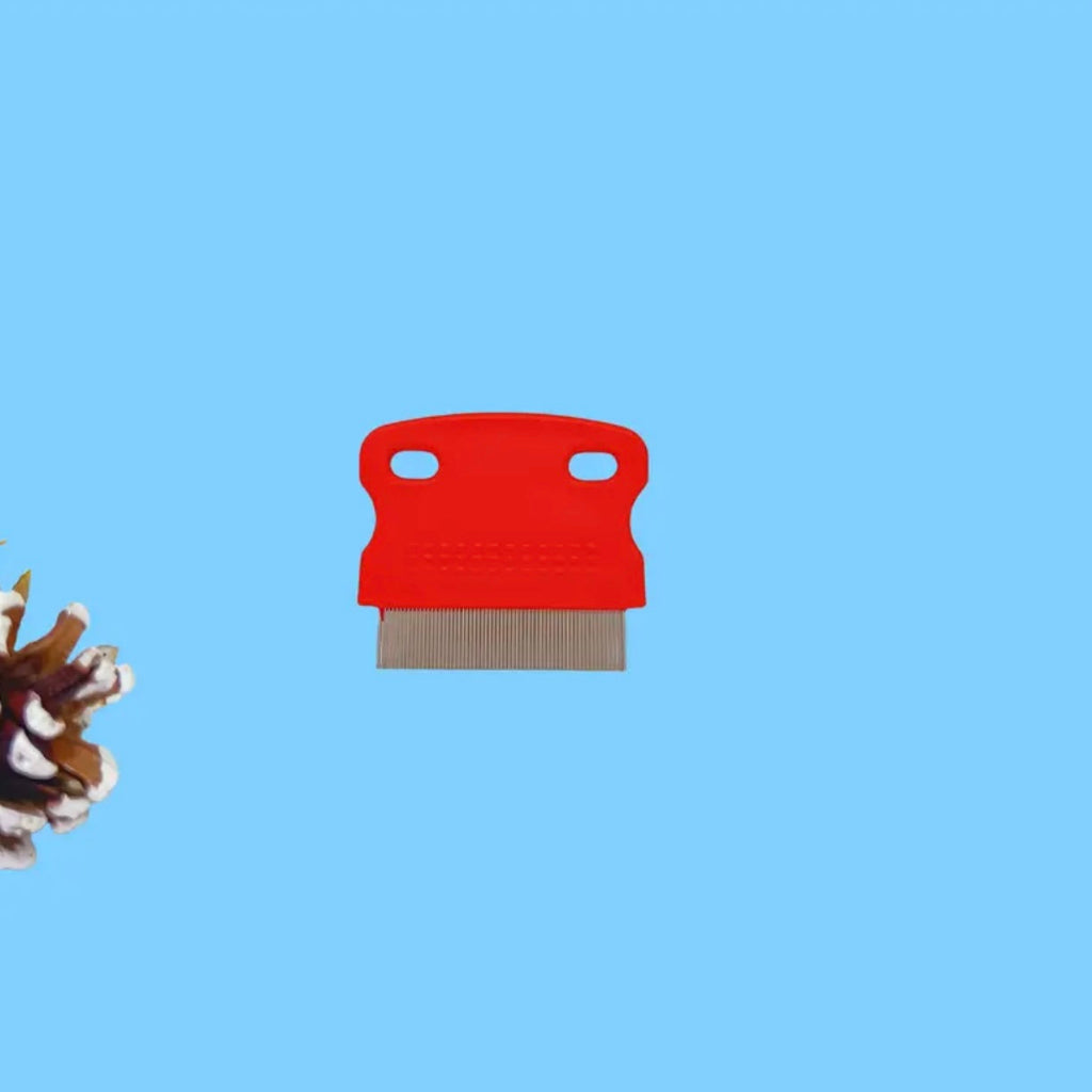 Stainless Steel Flea Comb for Dogs – Fine Teeth Grooming Tool with Red Handle