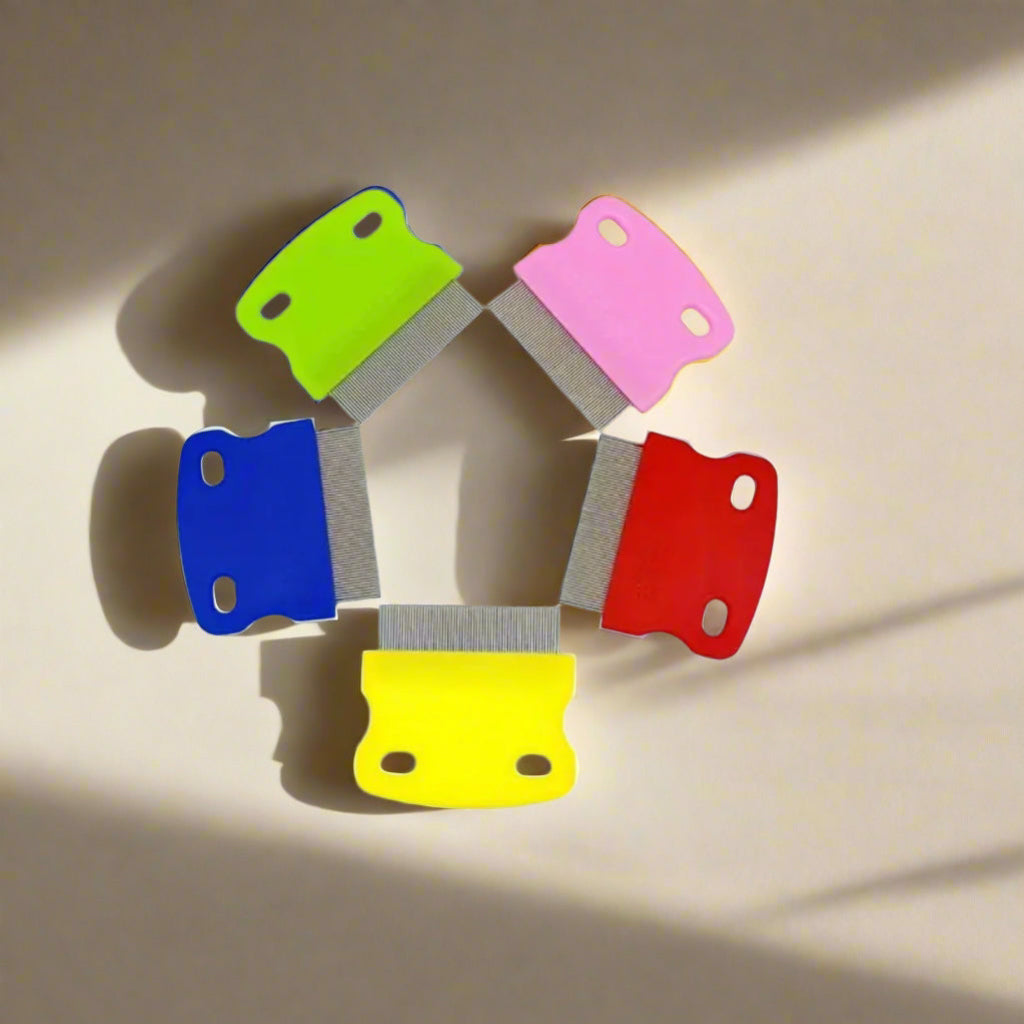 Stainless Steel Flea Comb for Dogs – Fine Teeth Grooming Tool with Red Handle