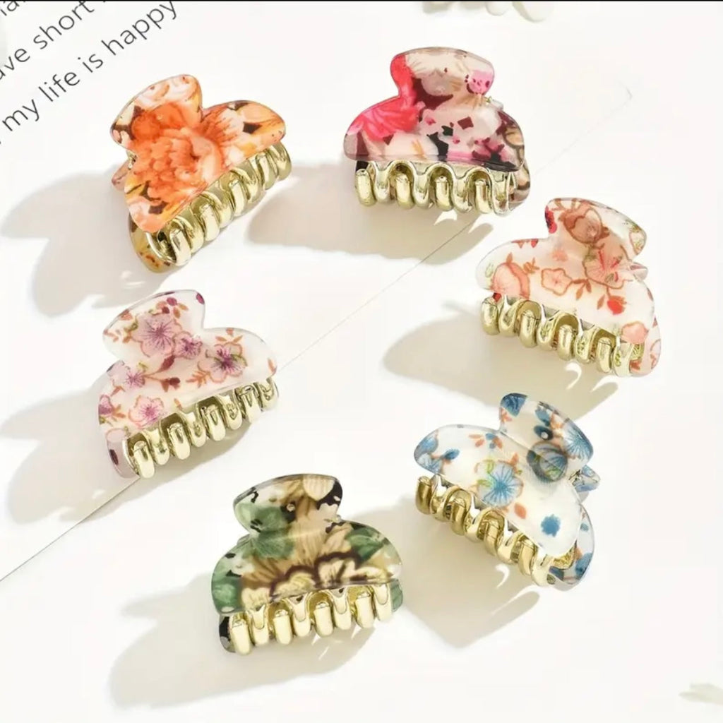 Mini Acetate Hair Claw Clips Set – 6pcs Cute & Stylish Accessories for Women