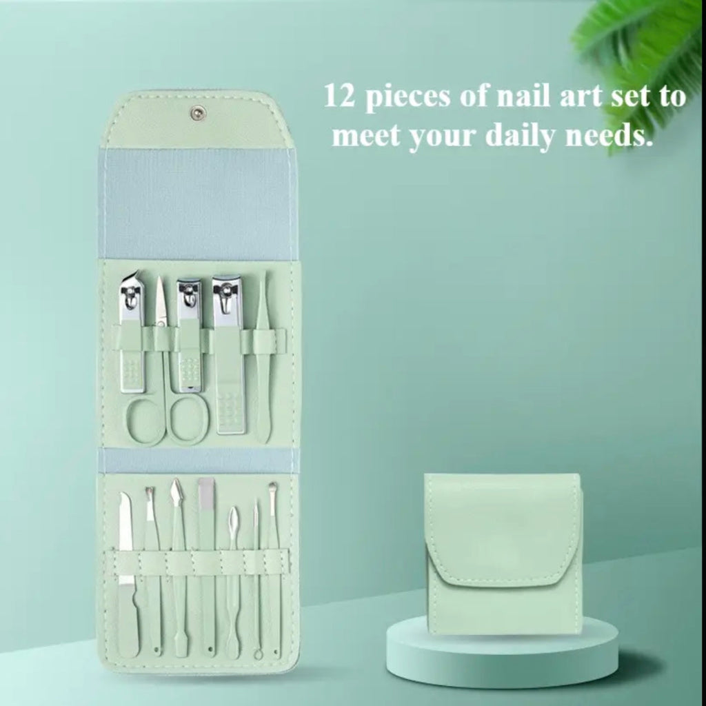 12-Piece Professional Manicure & Pedicure Set β Stainless Steel Nail Care Kit with Travel Case