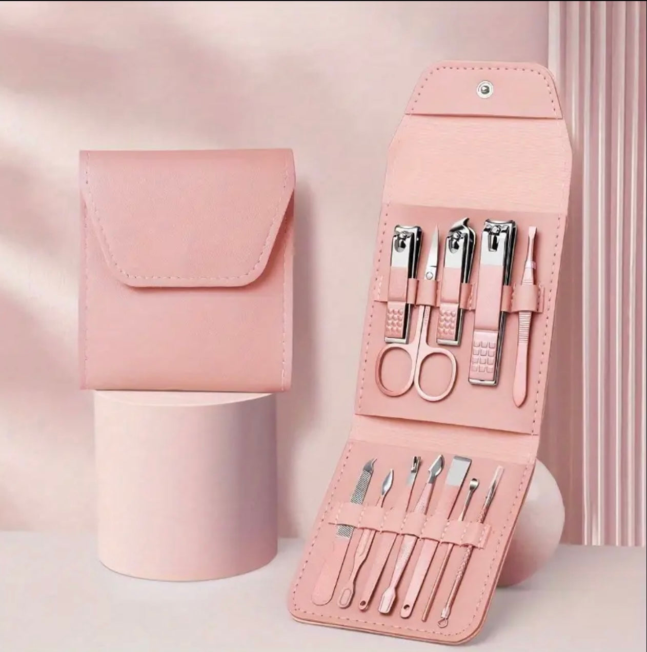 مجموعة مانيكير وباديكير احترافية مكونة من 12 قطعة - مجموعة العناية بالأظافر من الفولاذ المقاوم للصدأ مع حقيبة سفر