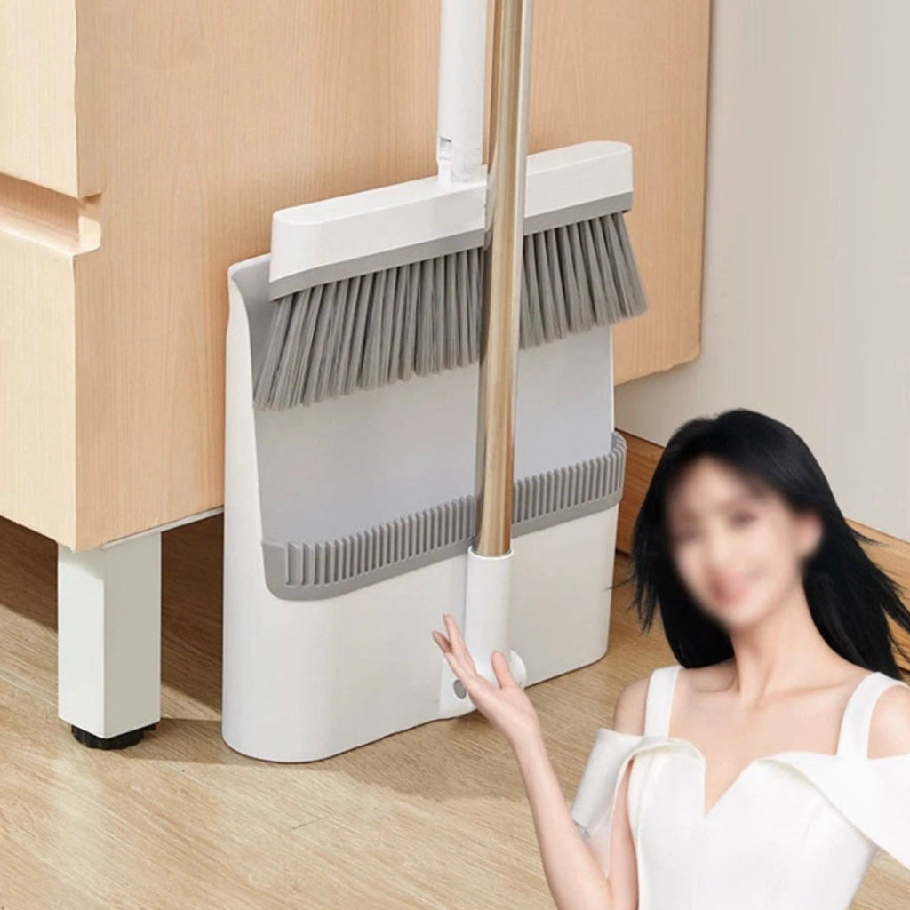 مجموعة مجرفة وفرشاة ذات مقبض طويل من Ecoco - مكنسة مريحة مقاس 90 سم مع دوران 360 درجة ومجرفة قابلة للطي