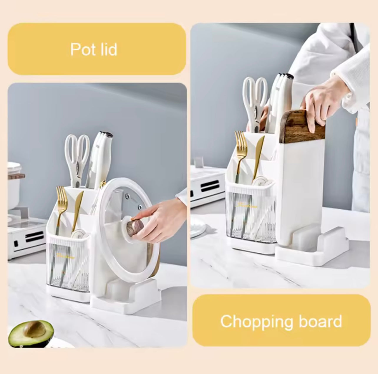 المطبخ متعدد الوظائف تخزين رف تقطيع لوحة سكين الدعوى حامل الدفء متكامل رف تخزين أدوات المائدة القفص