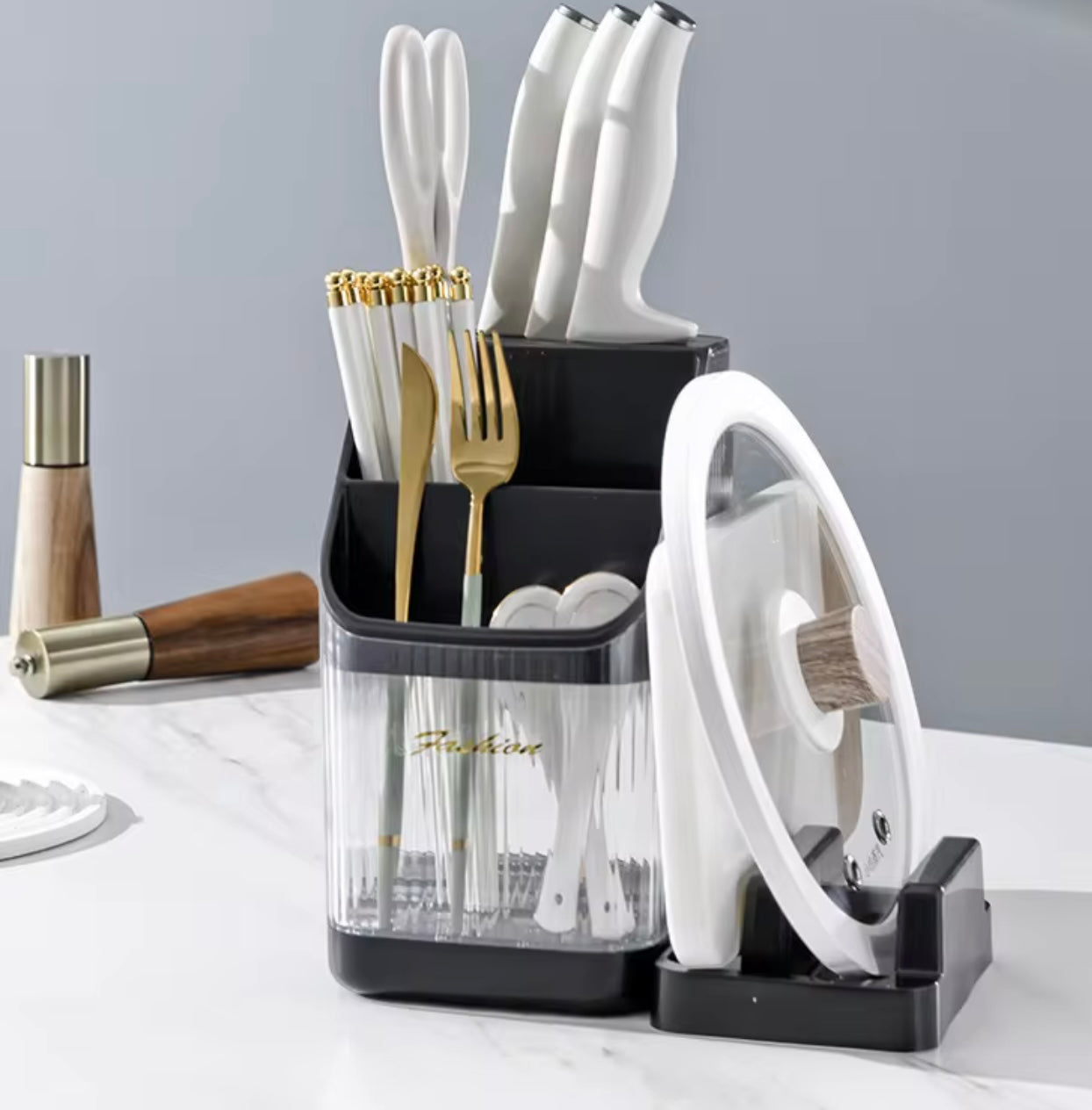 المطبخ متعدد الوظائف تخزين رف تقطيع لوحة سكين الدعوى حامل الدفء متكامل رف تخزين أدوات المائدة القفص