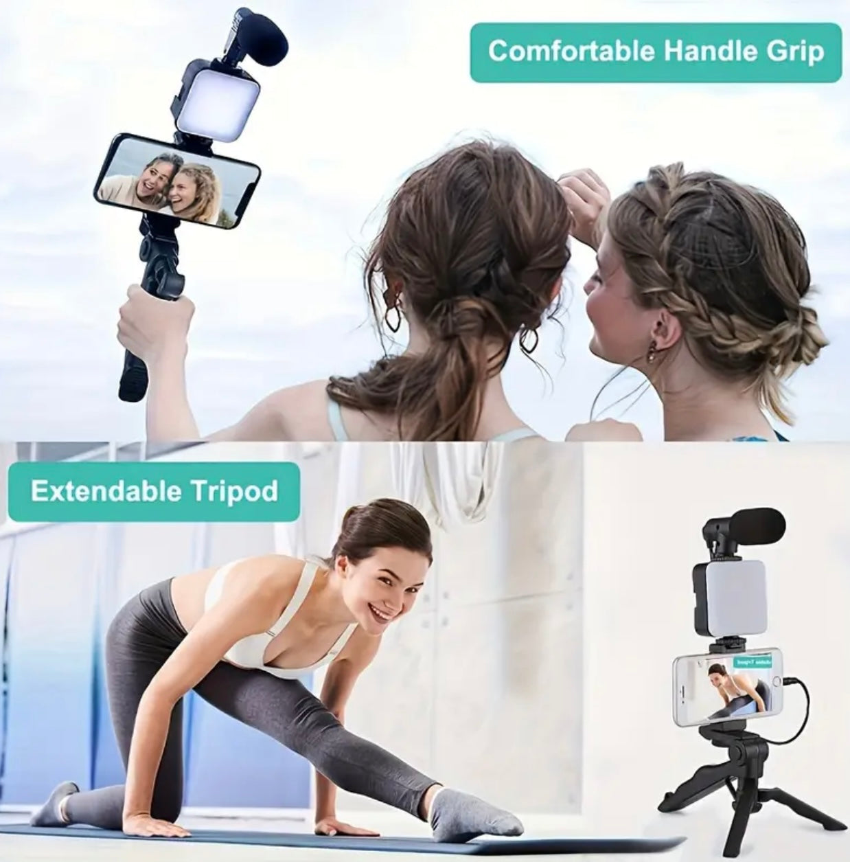 Video Making Kit Camera Phone Octopus Tripod Video Kit Led Light Microphone Tripod Hands Tk Video Lighting Kit Selfie Stick