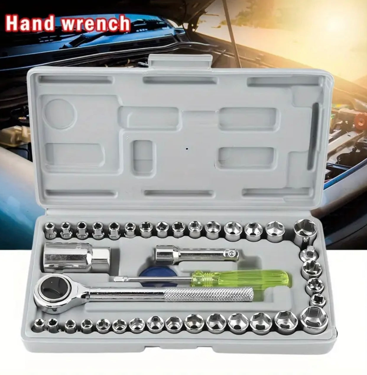 Professional Carbon Steel Ratchet Wrench Set – Multi-Functional Automotive Toolbox