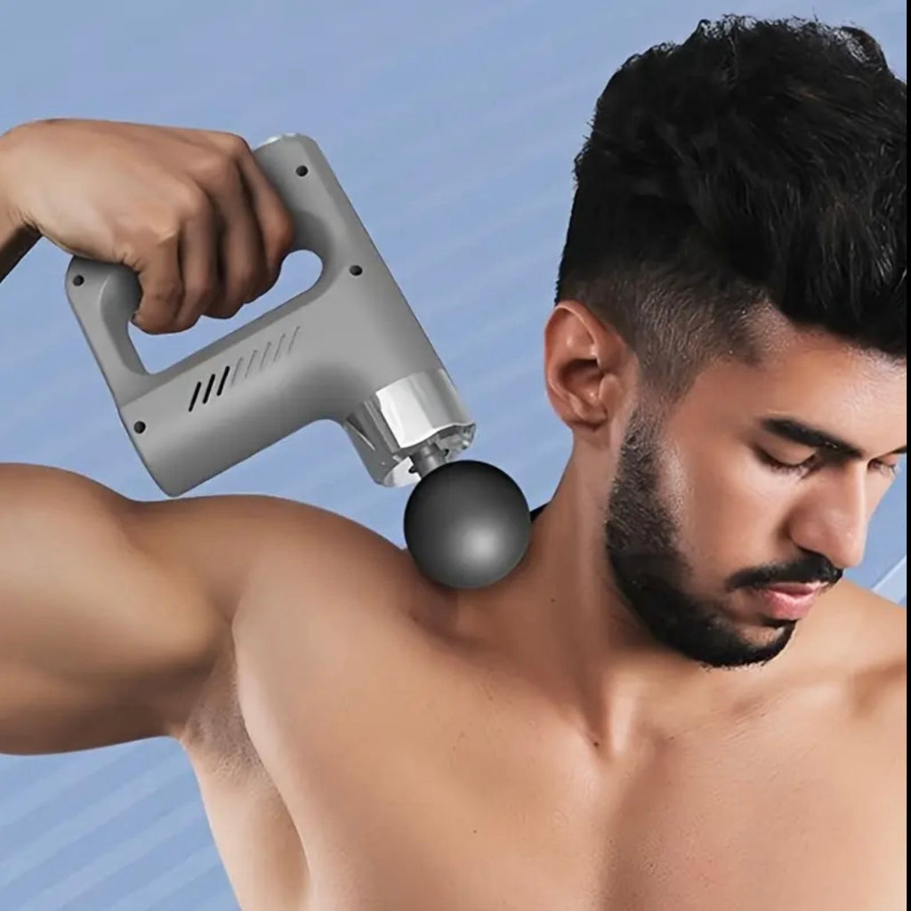 Portable Handheld Relaxer β Rechargeable Full-Body Massage Tool with Black & Silver Design