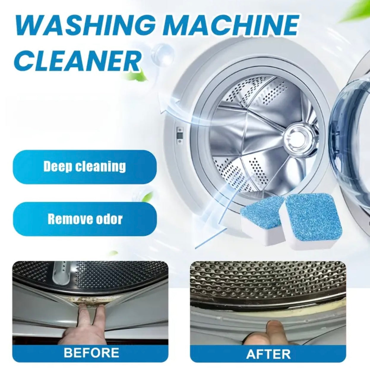 أقراص تنظيف وإزالة الروائح الكريهة متعددة الوظائف للغسالة مناسبة للطبل